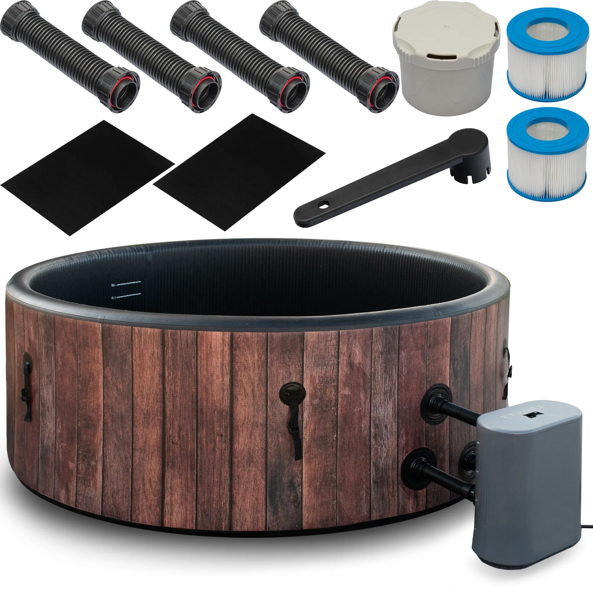 COIL Whirlpool SPA Aufblasbar, Schwimmbad mit Hydromassage, extra dünn, In- & Outdoor, 6 Personen, 175 cm, RUSTICAL – Bild 6