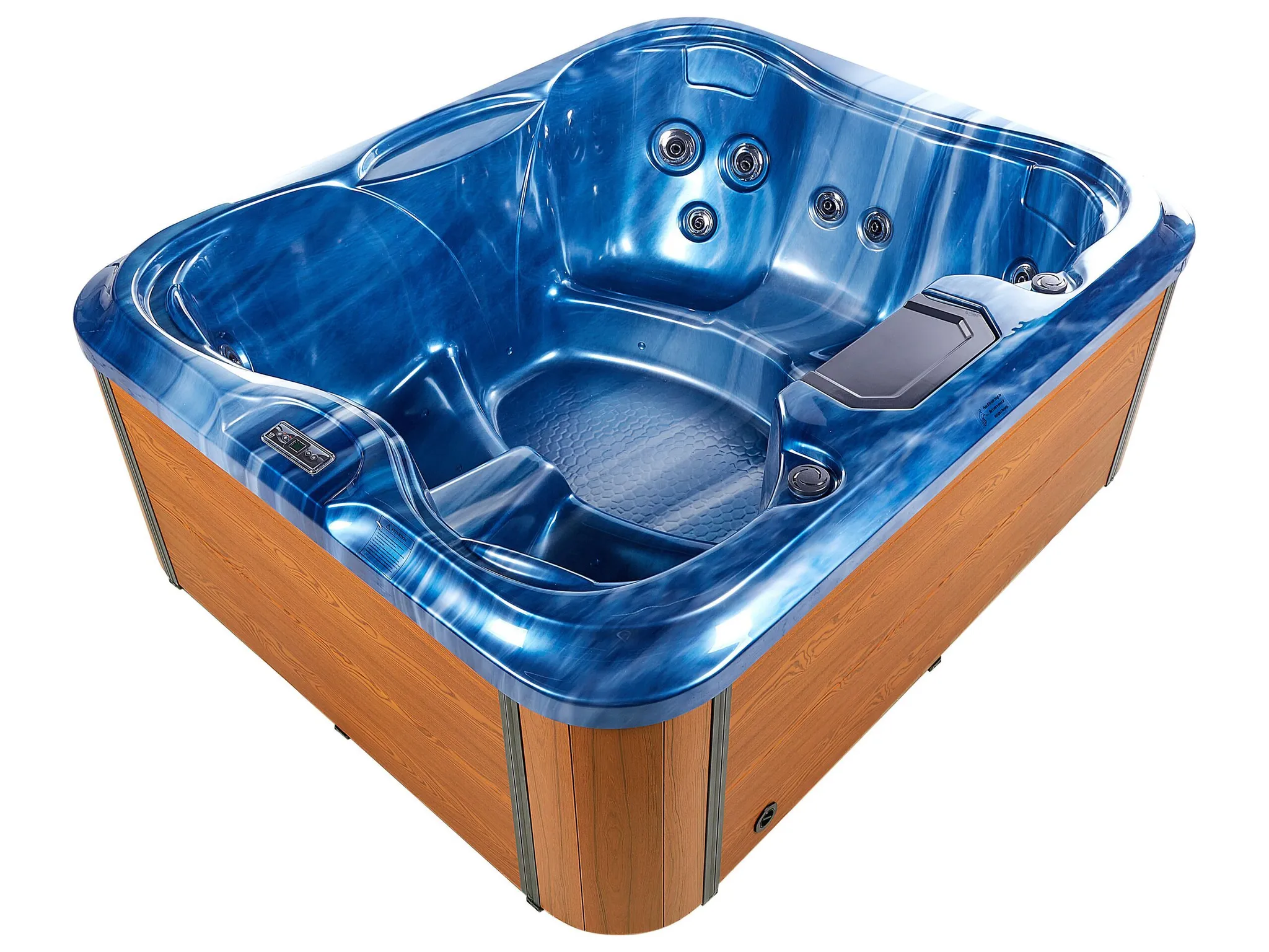 BELIANI Outdoor Whirlpool Blau Acryl und Aluminium Rechteckig 180 x 215 cm mit LED Hydromassage Schutzhülle für 4 Personen Garten Draußen Terrasse – Bild 7
