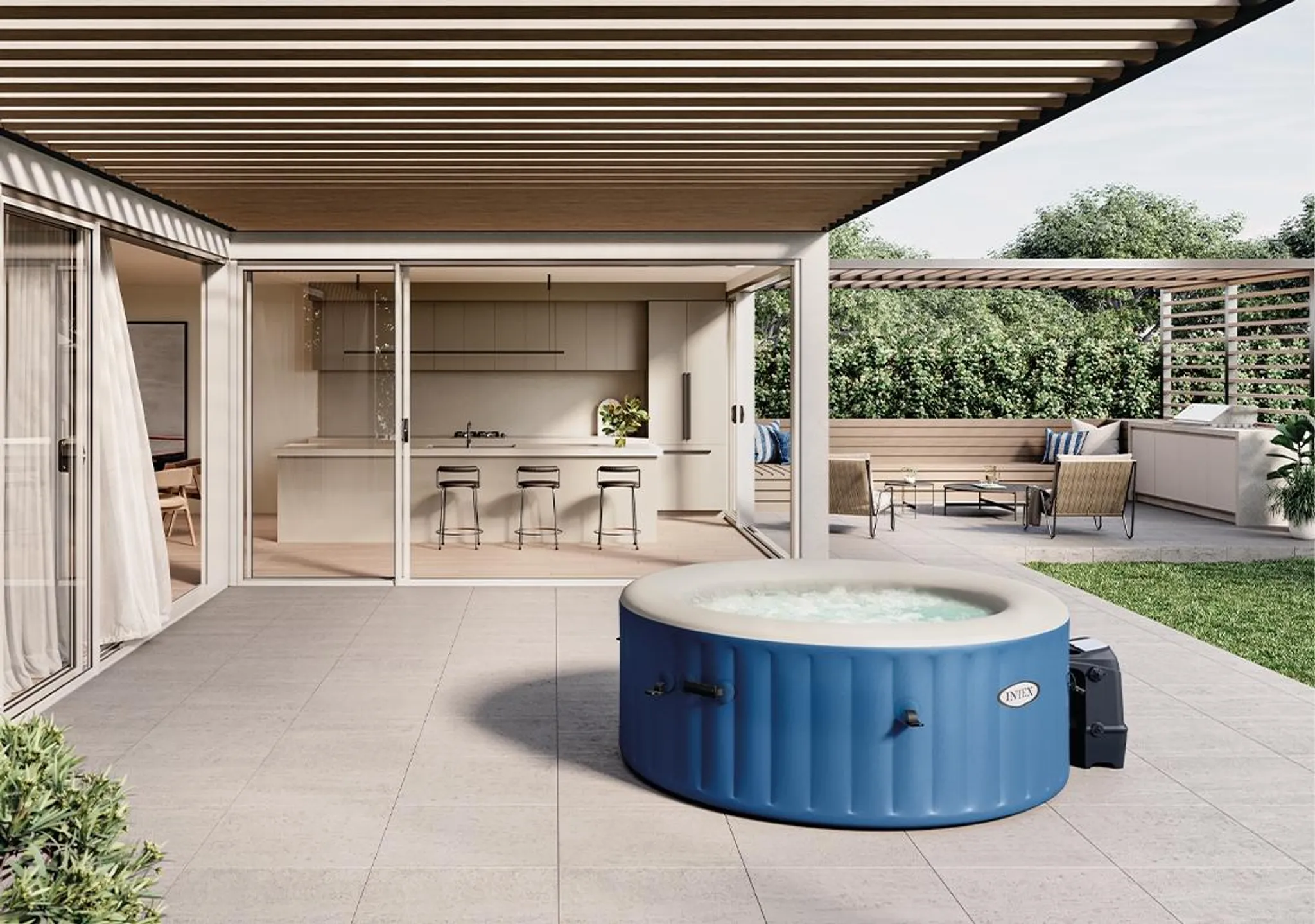 Aufblasbarer Whirlpool Intex Pure Spa - Ø180 x 66cm für 4 Personen - blau – Bild 9