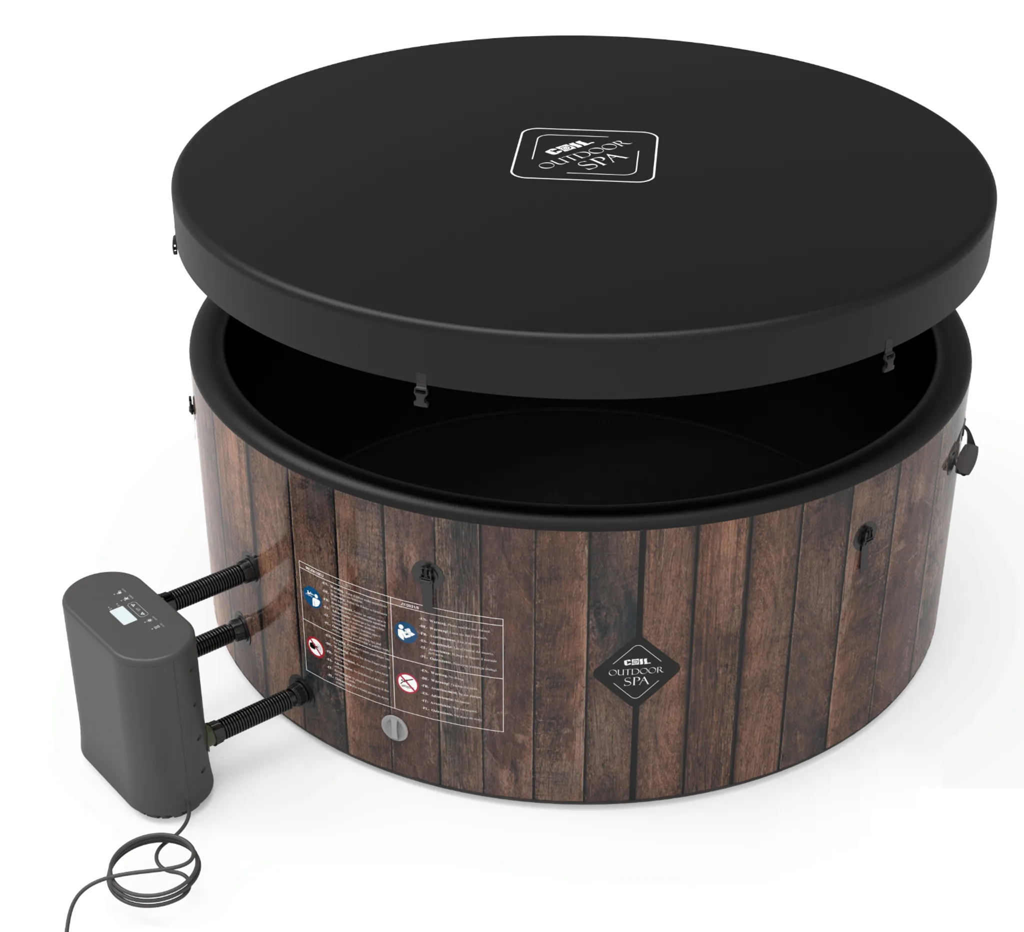 COIL Whirlpool SPA Aufblasbar, Schwimmbad mit Hydromassage, extra dünn, In- & Outdoor, 6 Personen, 175 cm, RUSTICAL – Bild 7