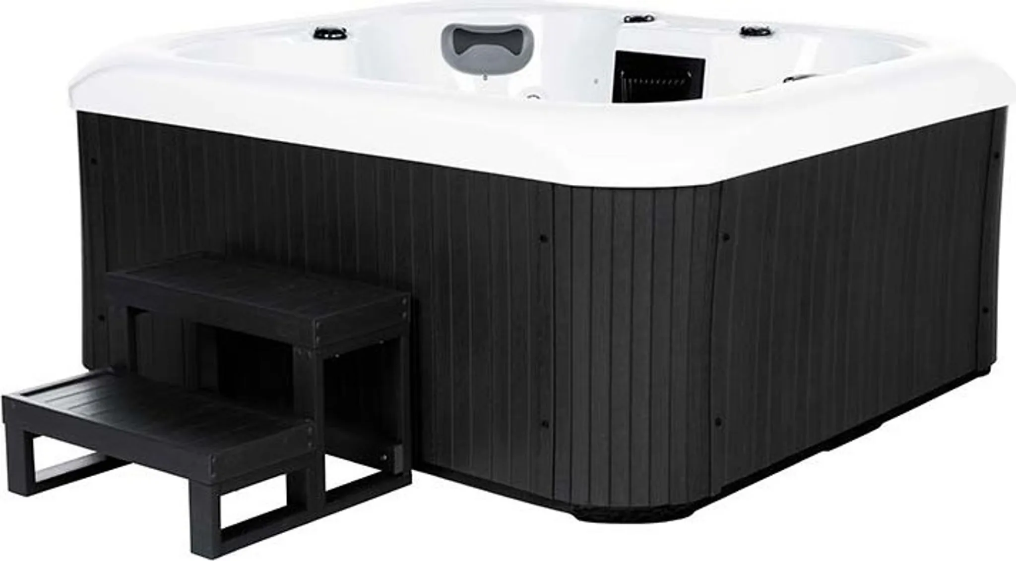 HOME DELUXE - Outdoor Whirlpool - SEA STAR PLUS Treppe und Thermoabdeckung - Maße 180 x 160 x 79 cm - Inkl. Heizung, 19 Massagedüsen und 15 Lichtquellen I Außen Whirlpool Spa für 4 Personen