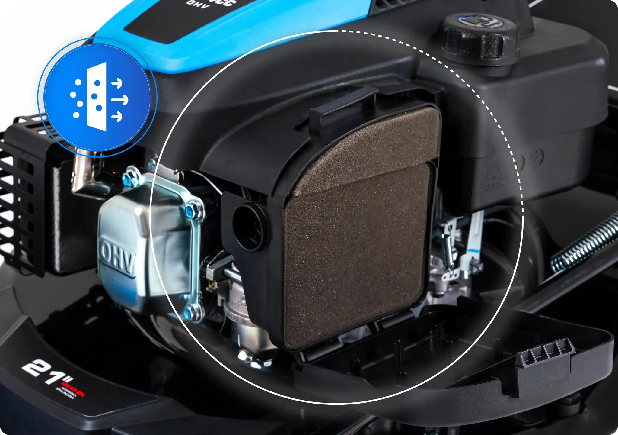 Hexwelt Benzin Rasenmäher mit Antrieb | Schnittbreite 56cm | Mulchfunktion | 60L | 4,4 kW Benzinmäher | 8 Stufen (25-75mm) | ultraleicht, kompakt | – Bild 9