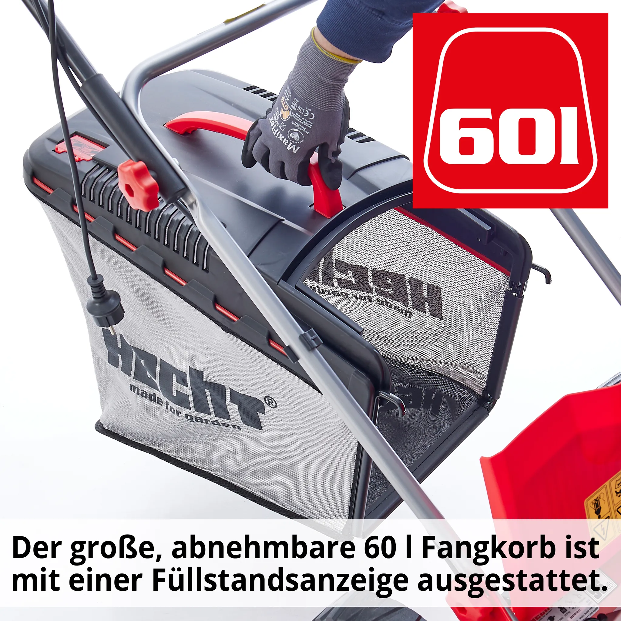 HECHT Rasenmäher Elektro 1845 | 46 cm Schnittbreite | 1800 W | Mulchkit | 60 L Fangkorb | zentrale 7-fach Schnitthöhenverstellung – Bild 3