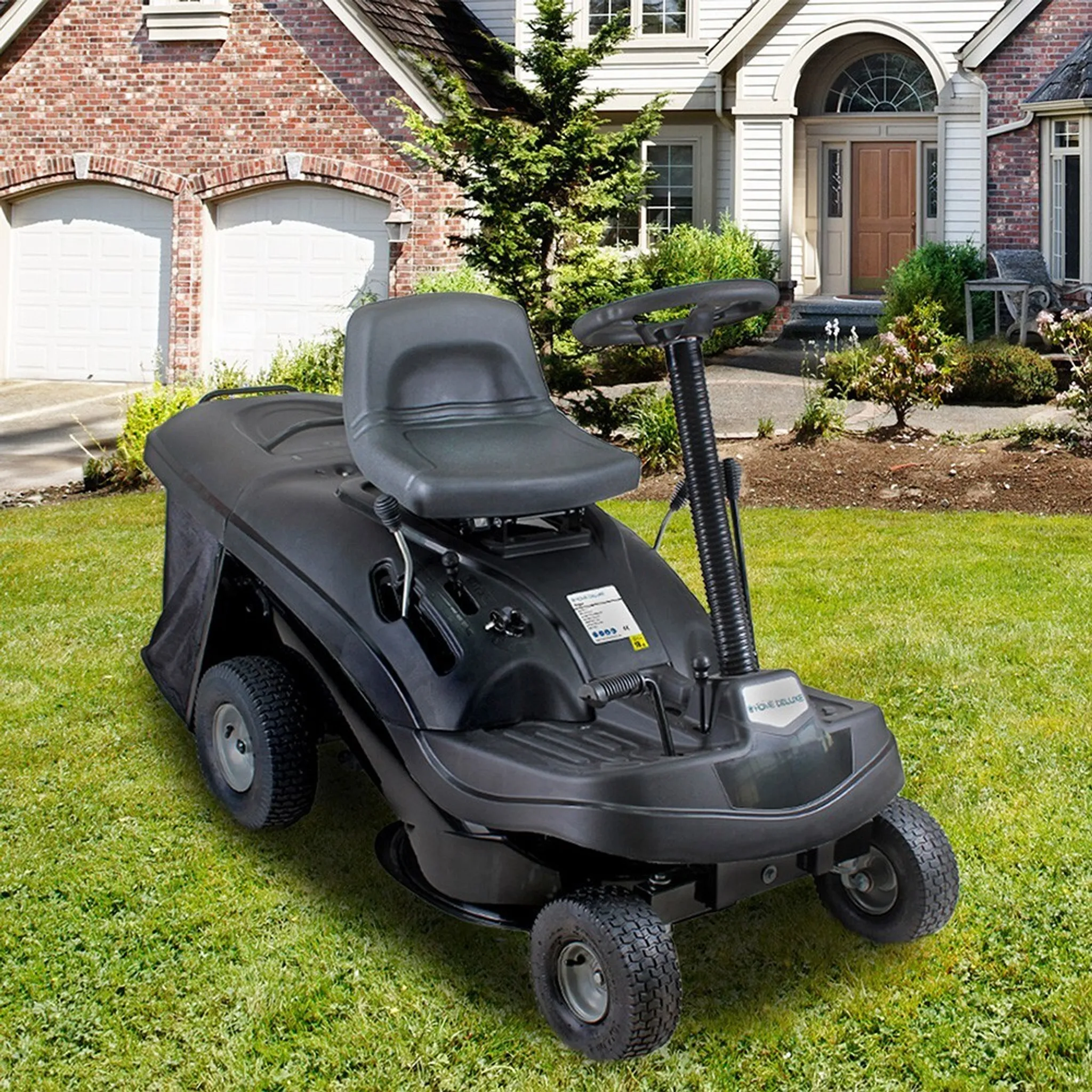 HOME DELUXE - Benzin Aufsitzrasenmäher - Reaper Schwarz - Motor Leistung 4,5 kW (6,5 PS) - 150 Liter Auffangkorb - 61 cm Schnittbreite und höhenverstellbar - Inkl. kompl. Zubehör