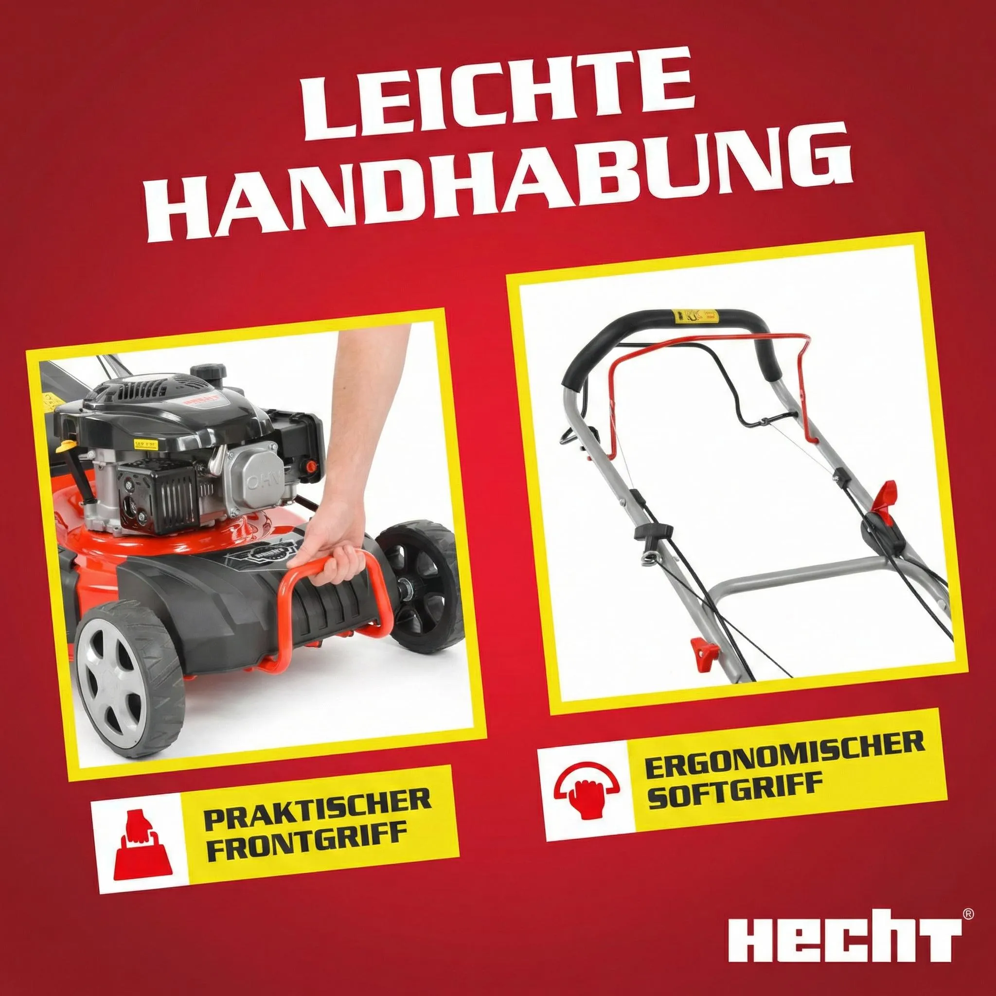 HECHT Rasenmäher Benzin mit Antrieb 547 SXW | 5in1 | 46 cm Schnittbreite | 5,5 PS | Mulchkit | 55 L Fangkorb – Bild 9