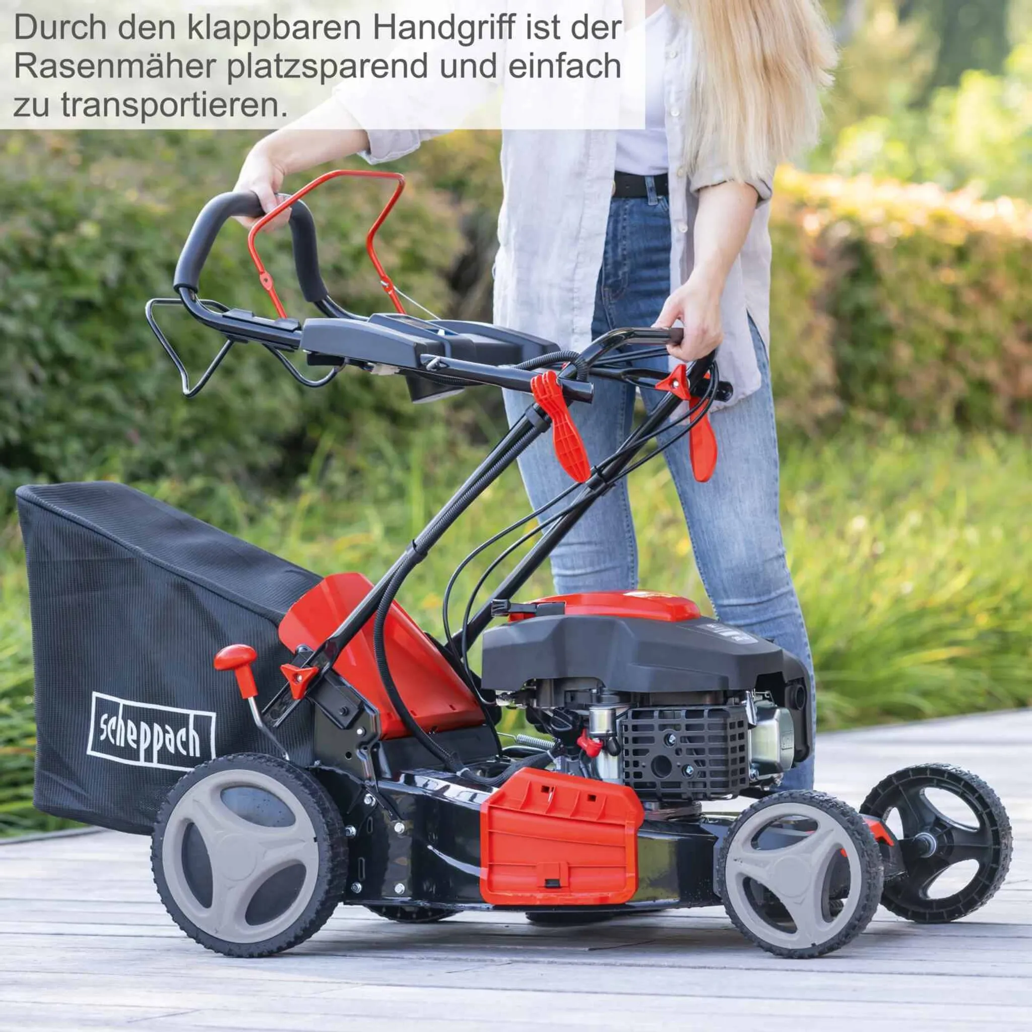 Scheppach Benzin Rasenmäher MS200-51E mit Radantrieb & E-Start | 51 cm Schnittbreite | 5,2 PS | 65 L Korb | 7 Stufen Höhenverstellung | inkl. Motoröl – Bild 8