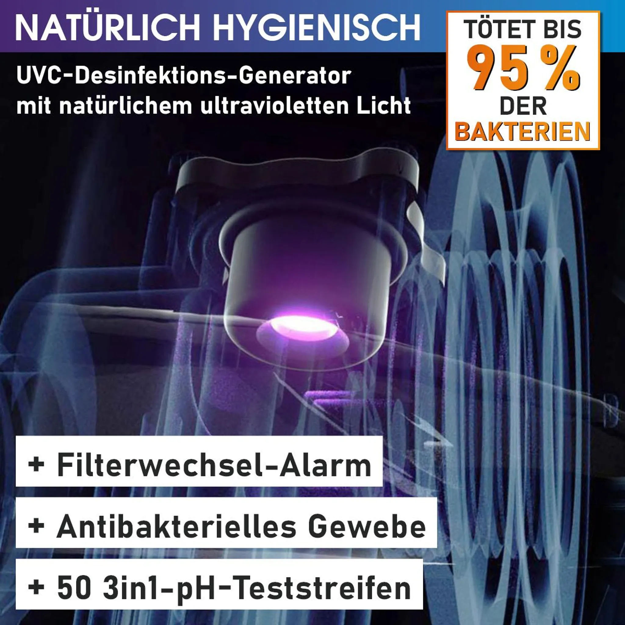 BRAST Whirlpool aufblasbar MSpa Starry mit LED Beleuchtung für 6 Personen Ø204x70cm In- Outdoor Pool 138 Massagedüsen Energiespar-Timer Heizung Bubble Wellness Massage – Bild 5