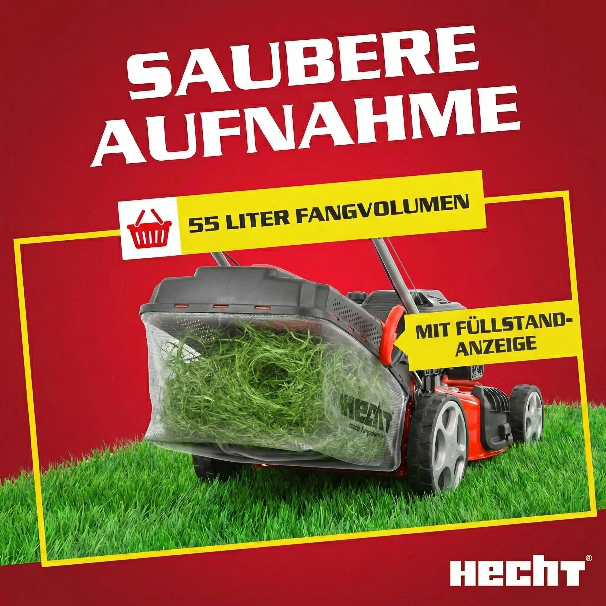 HECHT Rasenmäher Benzin mit Antrieb 547 SXW | 5in1 | 46 cm Schnittbreite | 5,5 PS | Mulchkit | 55 L Fangkorb – Bild 7