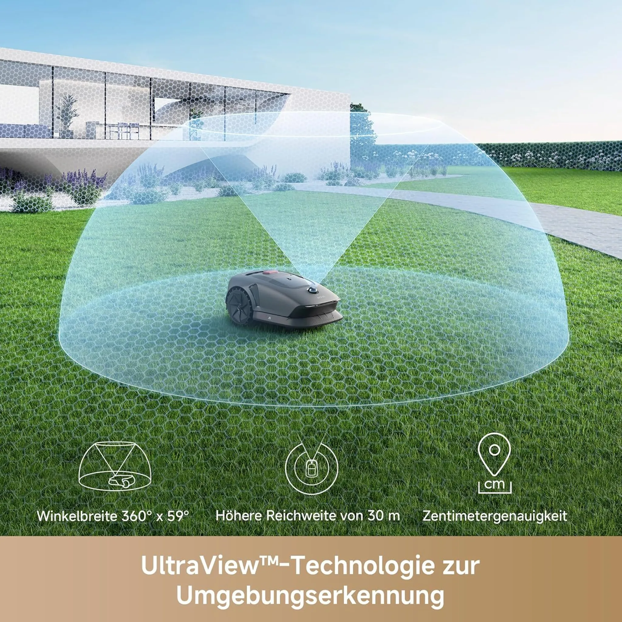 MOVA 600 Kit+Rasenmäher-Garage Combo, UltraView™ kabellose Einrichtung & genaue Kartierung bis 600 m², Smarte Hindernisvermeidung, Leiser Betrieb – Bild 8
