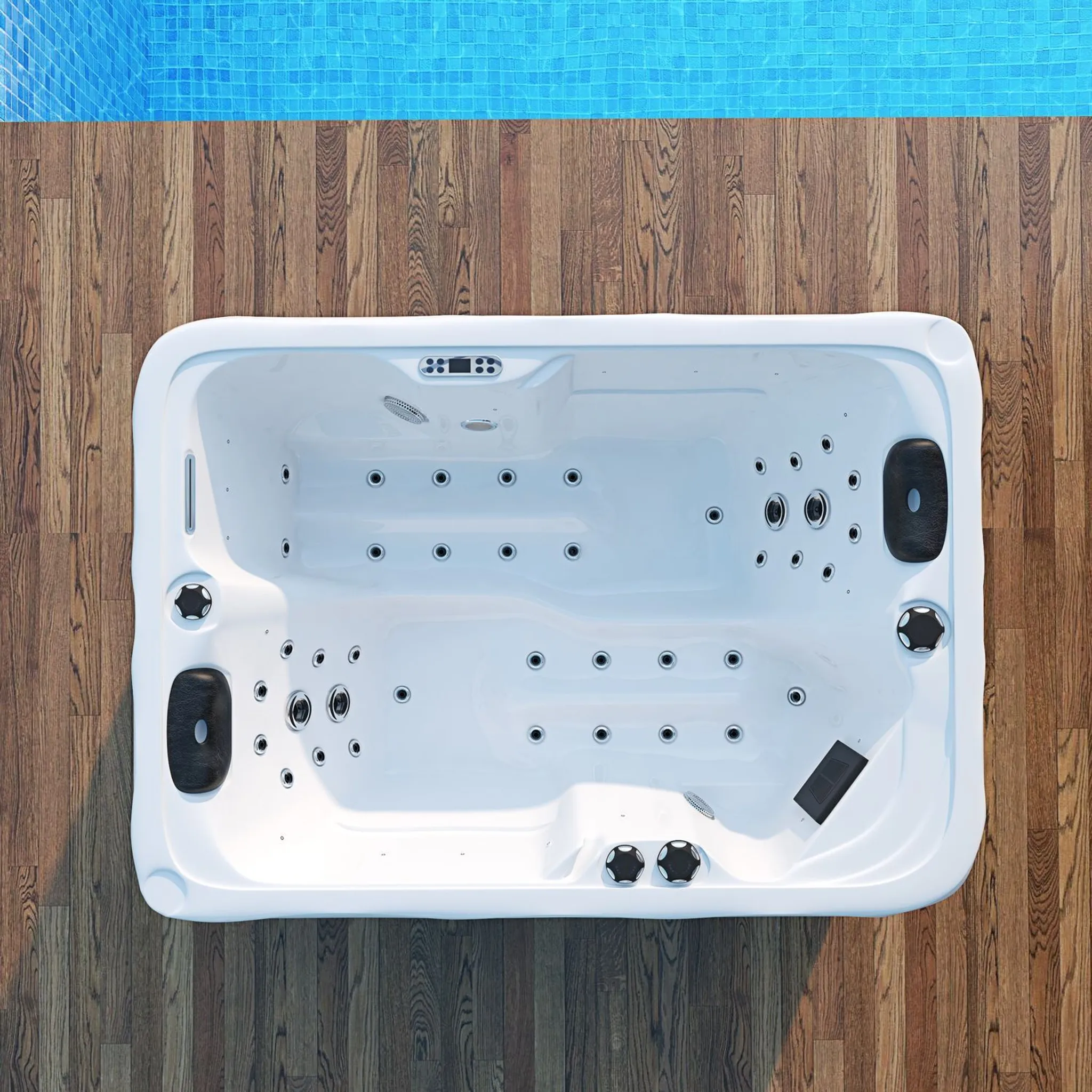 TroniTechnik® Outdoor Whirlpool LEVANZO inkl. Heizung, Hydromassage, Sanitäracryl und Farblicht, 190x135cm 450 Liter – Bild 5