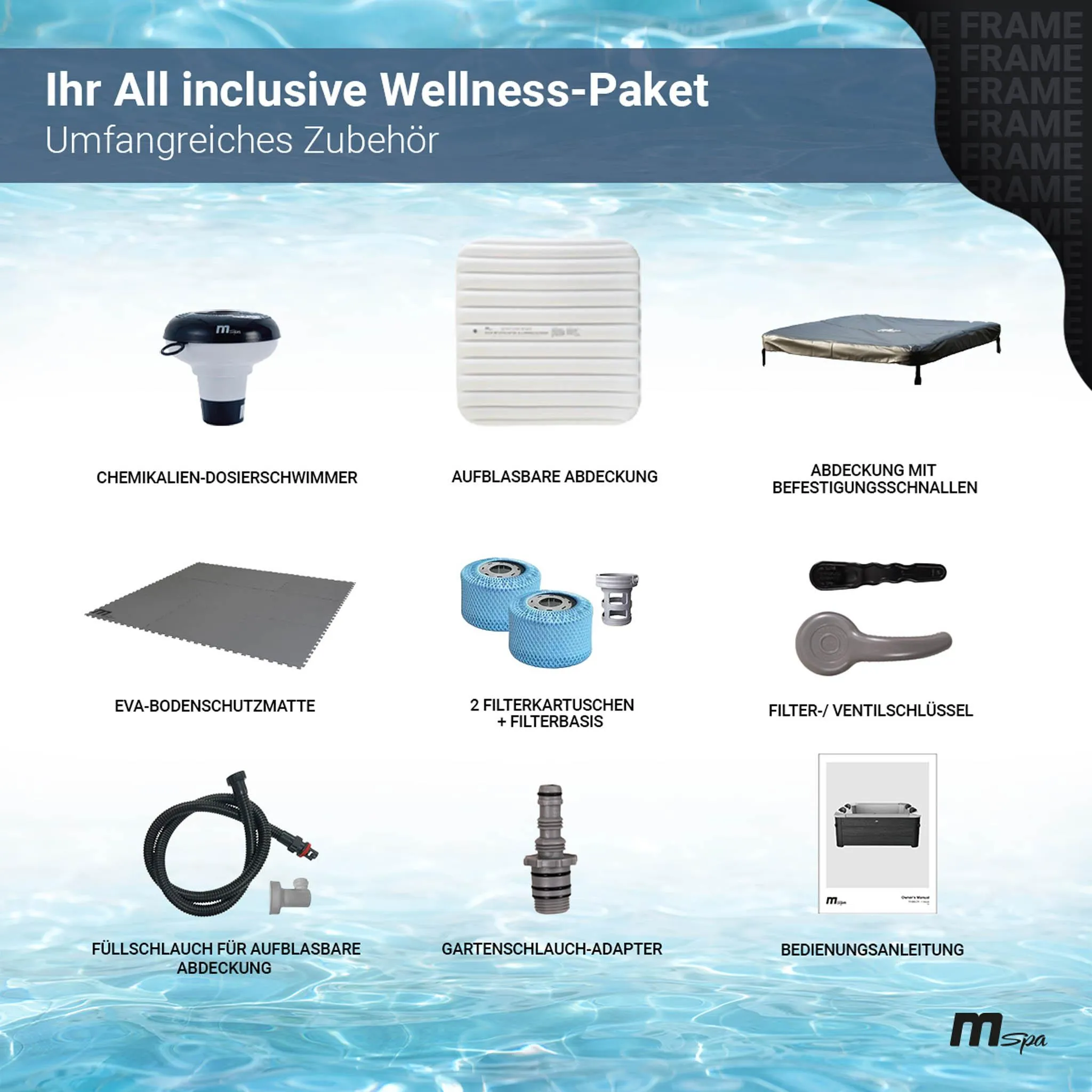 Miweba MSpa Whirlpool Frame Tribeca | 6 Personen - App - Holzoptik - Pool - Spa - Outdoor - Massagedüsen - Jacuzzi - UVC+ Reinigung - PTC Heizung – Bild 10