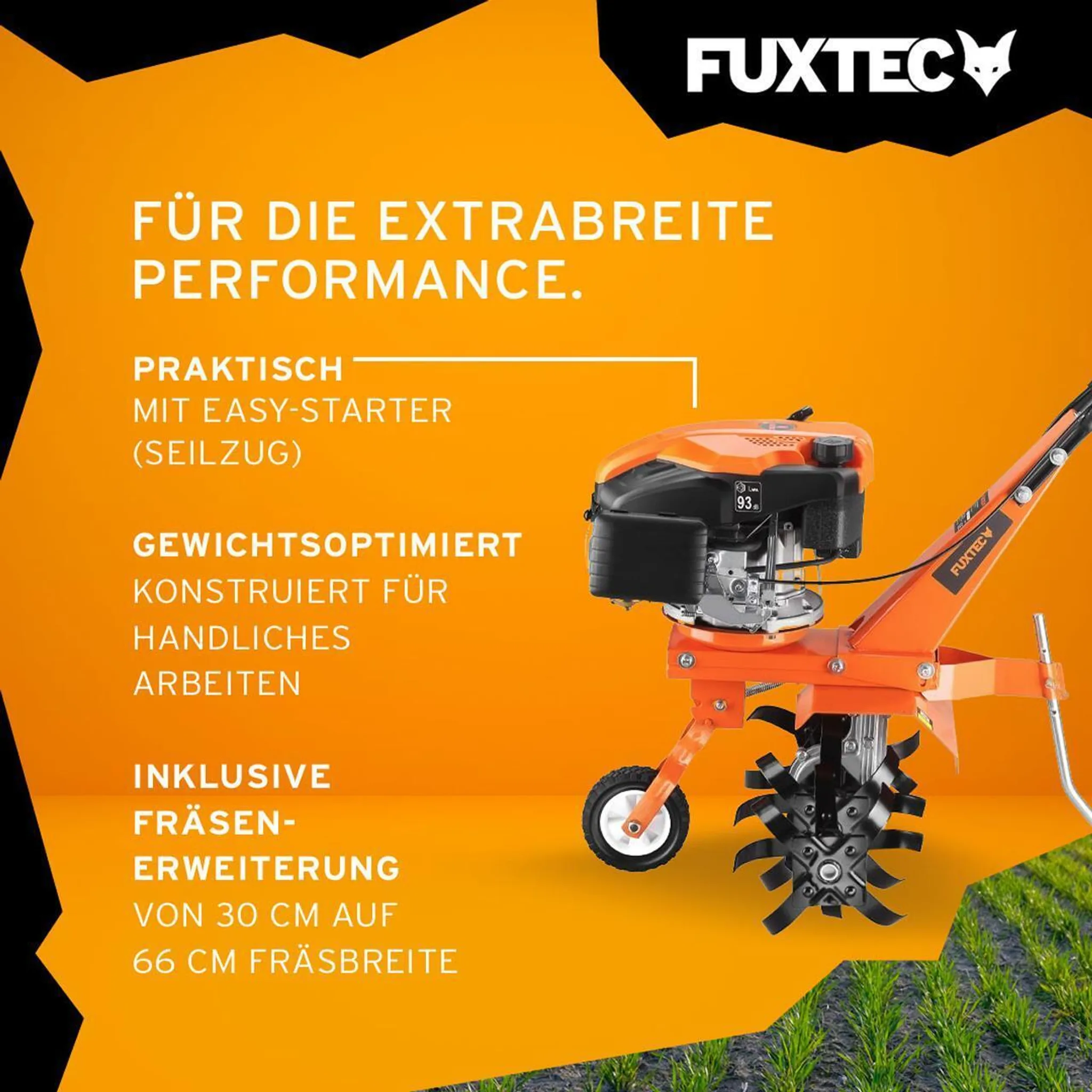 FUXTEC Ackerfräse FX-AF1139-SET - 36-66cm Breite | 4-Takt | 139ccm | 33,6kg | 1,2L | 2,2kw | Easy-Starter – Bild 5