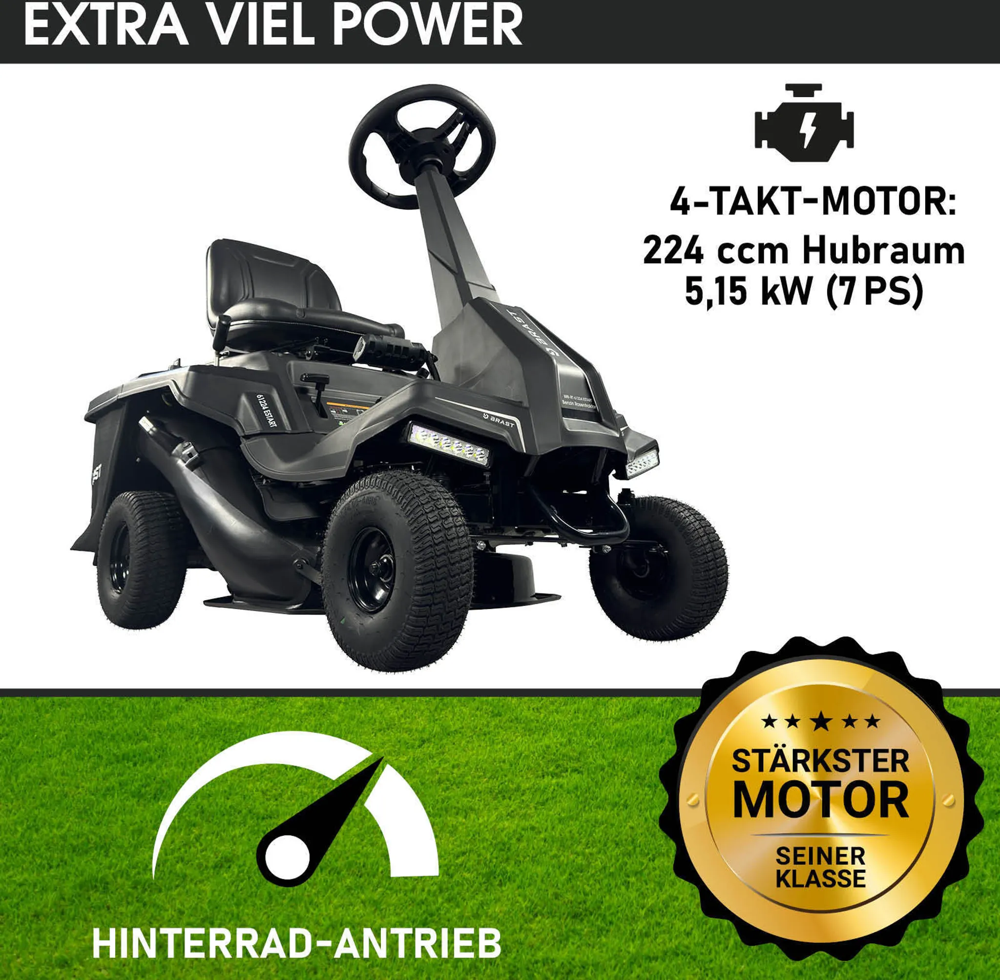 BRAST Benzin Aufsitzmäher 61224 ESTART – Bild 3