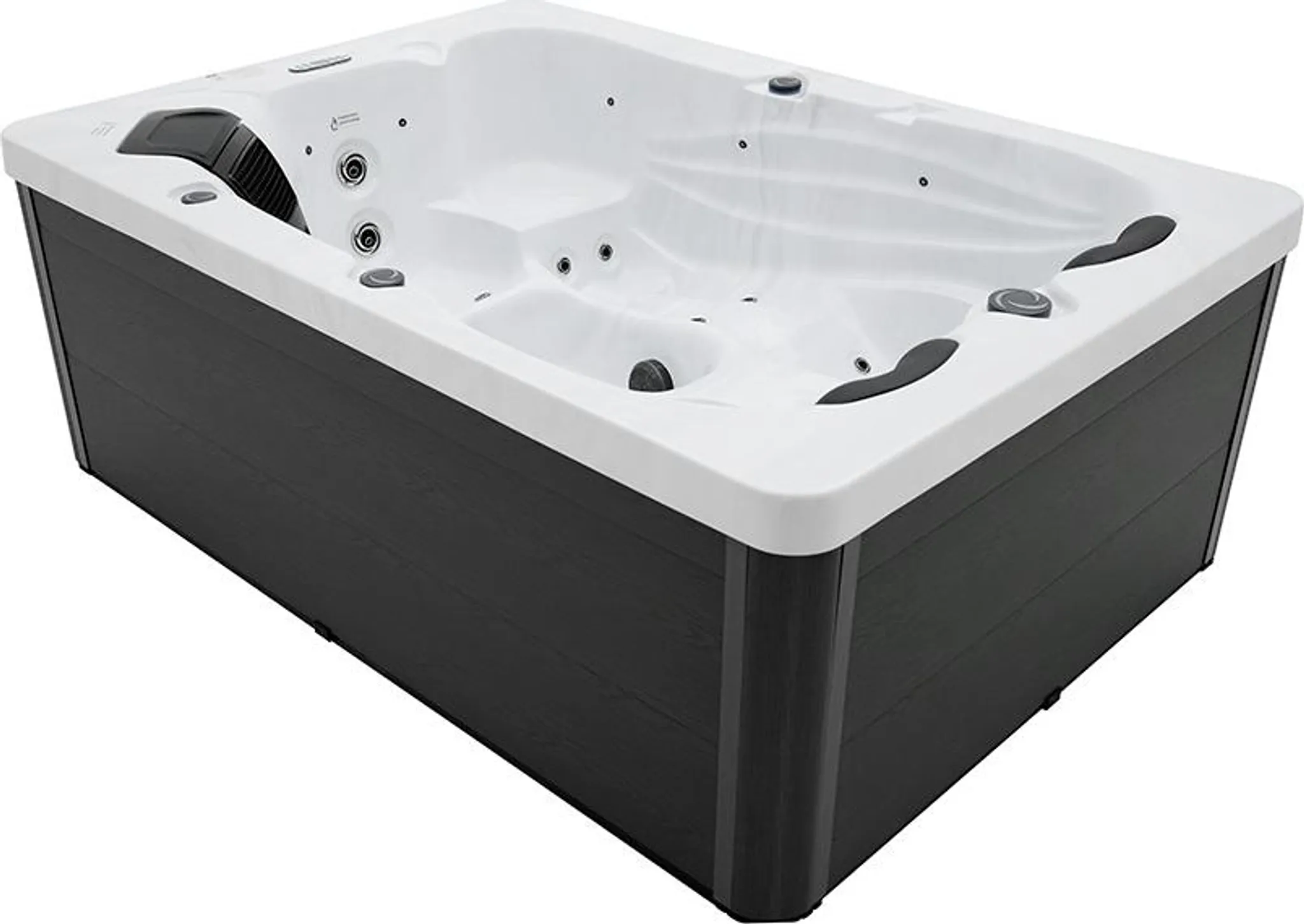 HOME DELUXE - Outdoor Whirlpool - SUNSET Plus Treppe und Thermoabdeckung - Maße: 220 x 156 x 82 cm - Inkl. 32 Massagedüsen und 13 Lichtquellen I Außen Whirlpool Spa – Bild 3
