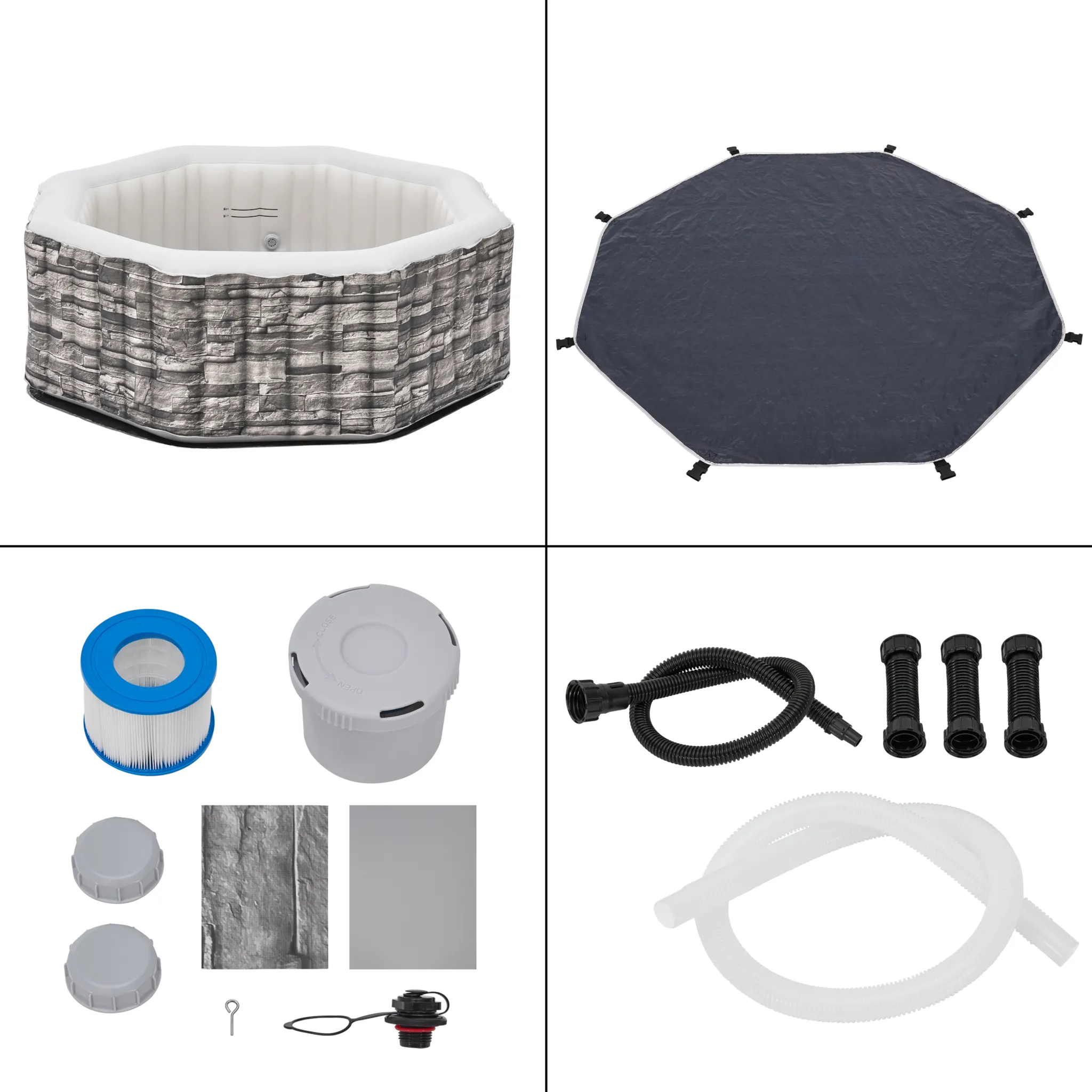 Outdoor Whirlpool aufblasbar ‘Carosino’ für 5 Personen beheizt 195 x 70 cm Steinoptik – Bild 10