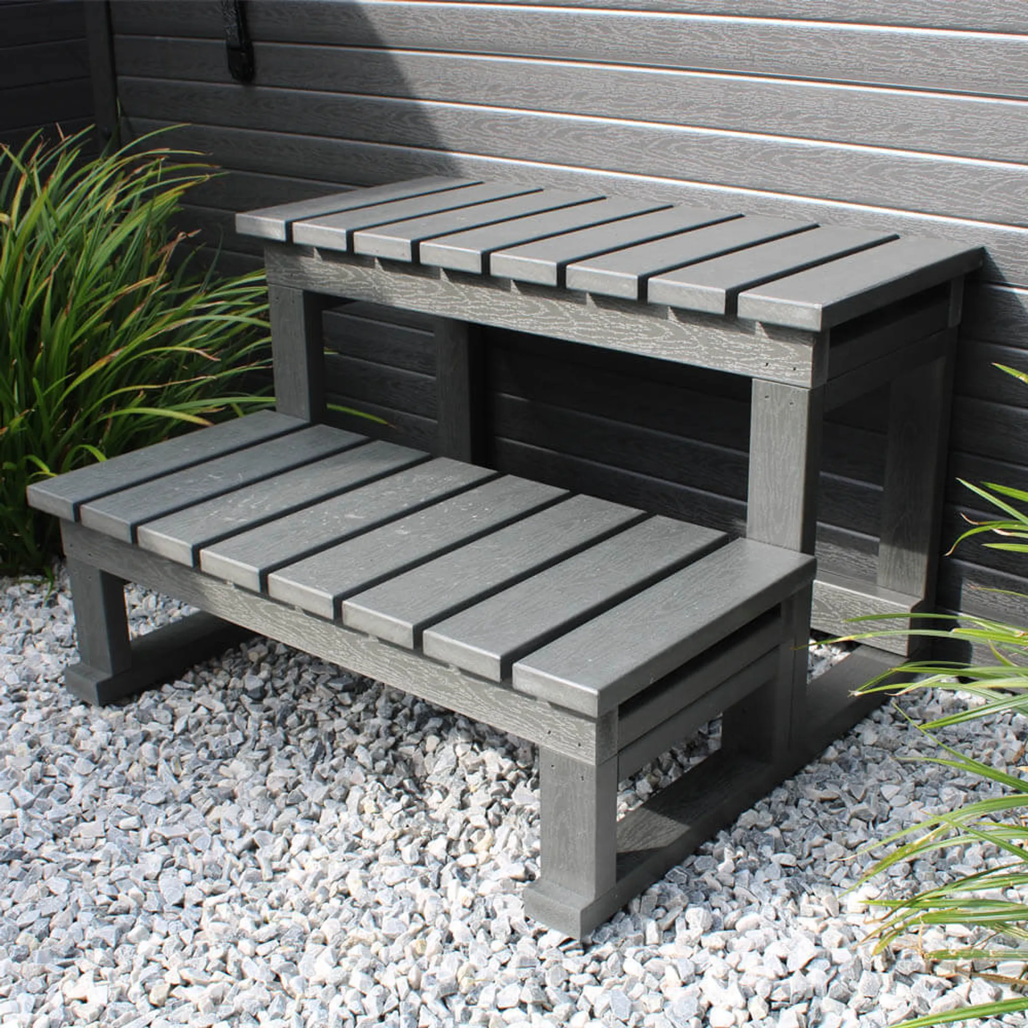 HOME DELUXE - Outdoor Whirlpool - STREAM BIG PLUS Treppe und Thermoabdeckung - Maße: 208 x 208 x 88 cm - Inkl. Heizung, 34 Massagedüsen und 4 äußeren Lichtquellen I Außen Whirlpool Spa für 5 Personen – Bild 5