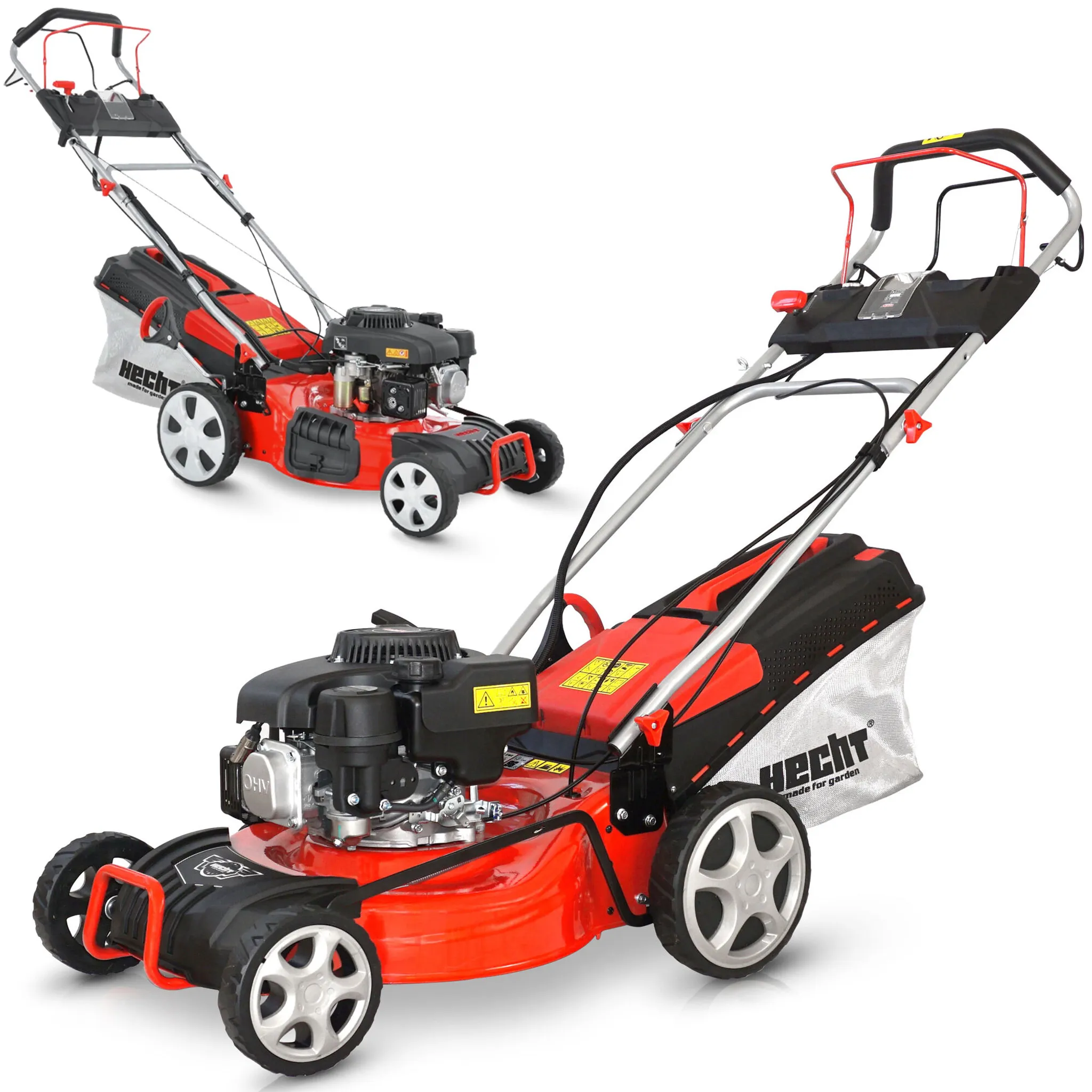 HECHT 547 SWE Rasenmäher Benzin | mit Antrieb | Elektrostarter | 46 cm Schnittbreite | 5in1 | 3,7 PS | Mulchkit