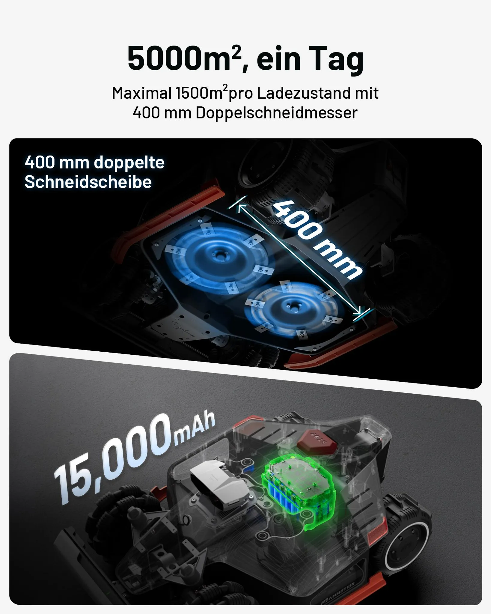 Mähroboter Mammotion LUBA 2 AWD 5000X ohne Begrenzungskabel NetRTK+Vision Auto-Kartierung 80% Steigung Empf 5000m² bis 6000m² mit 4G-Modul RTK-Station – Bild 9