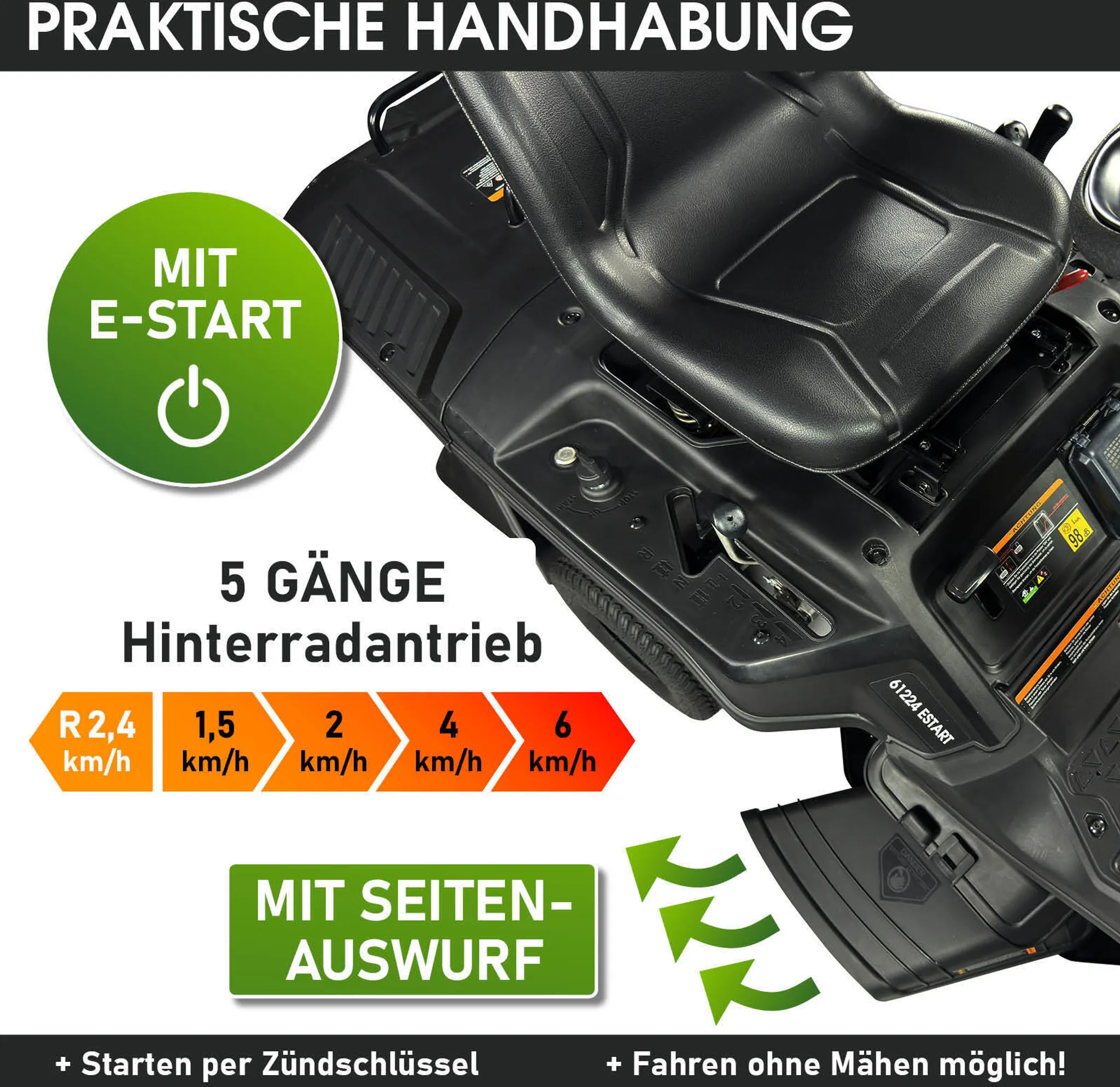 BRAST Benzin Aufsitzmäher 61224 ESTART – Bild 4