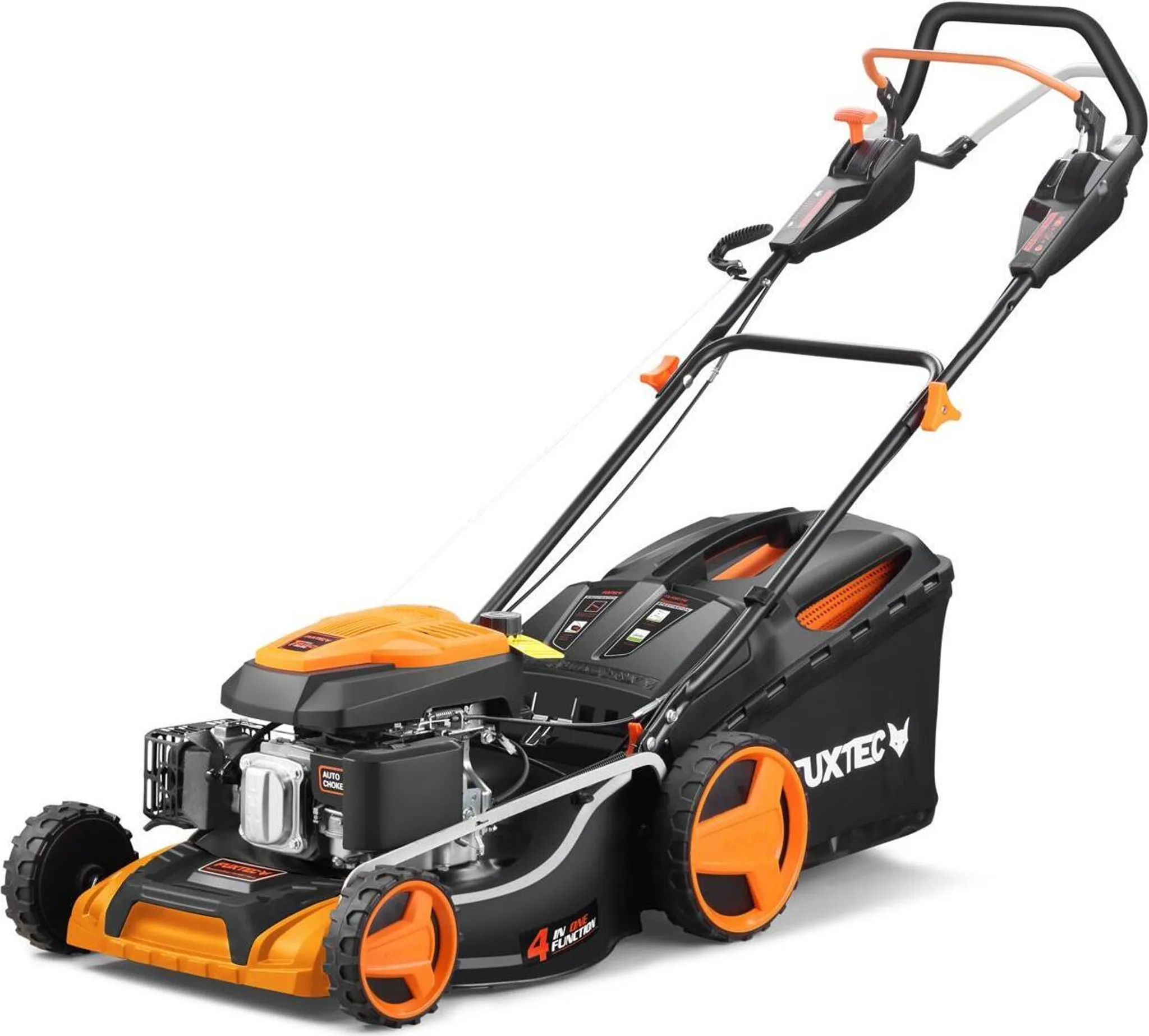 FUXTEC 4in1 Benzin Rasenmäher RM5196PRO - 196ccm | 51cm | Selbstantrieb | 6PS | Heckauswurf | 60L | Flex-Speed| 40Kg | Mulchfunktion | 4-takt | 800ml