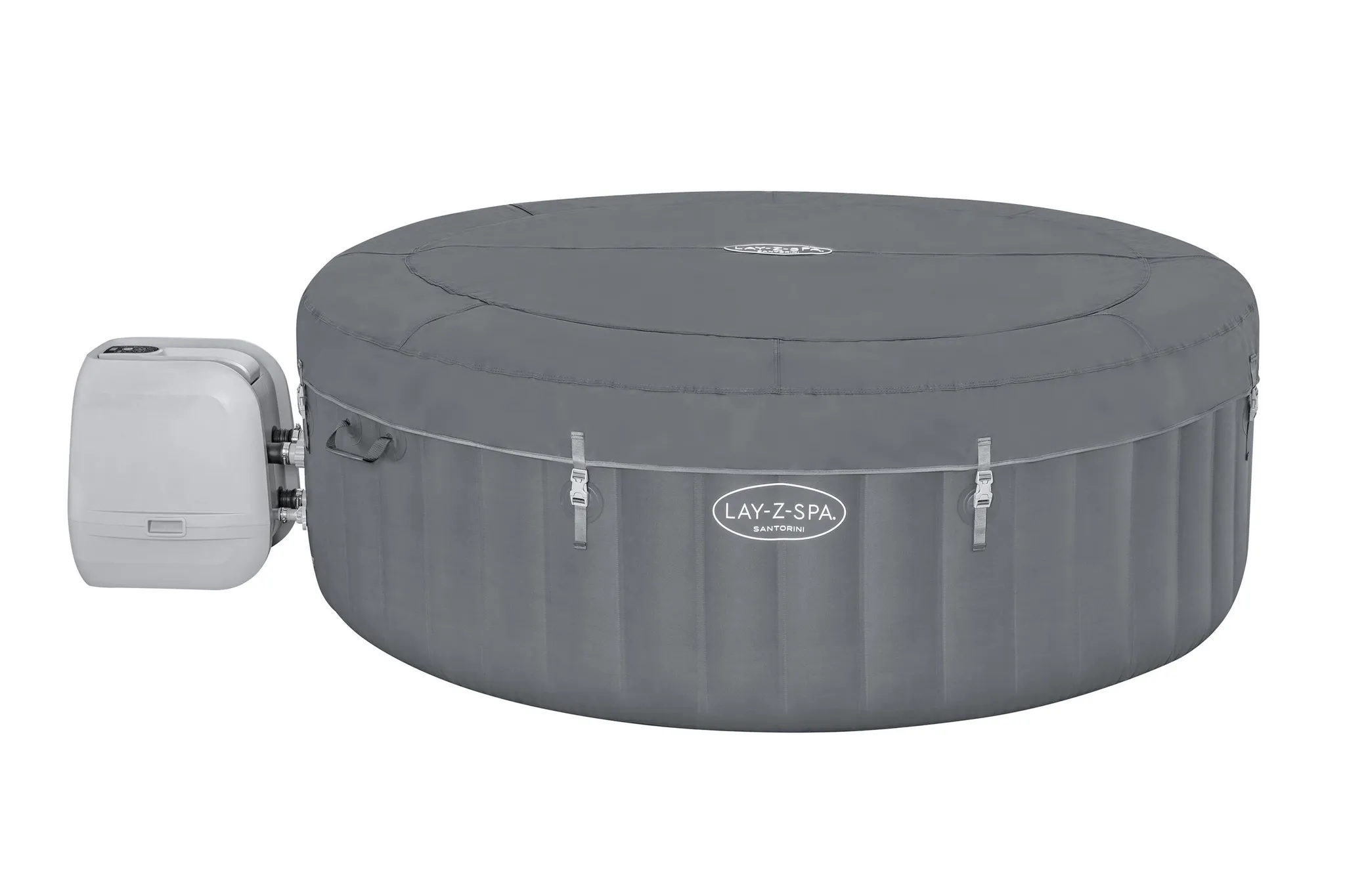 Bestway® LAY-Z-SPA® Energiespar-Whirlpool Santorini Hydrojet Pro™ mit App-Steuerung, für 7 Personen Ø 216 x 80 cm, Graphit – Bild 3