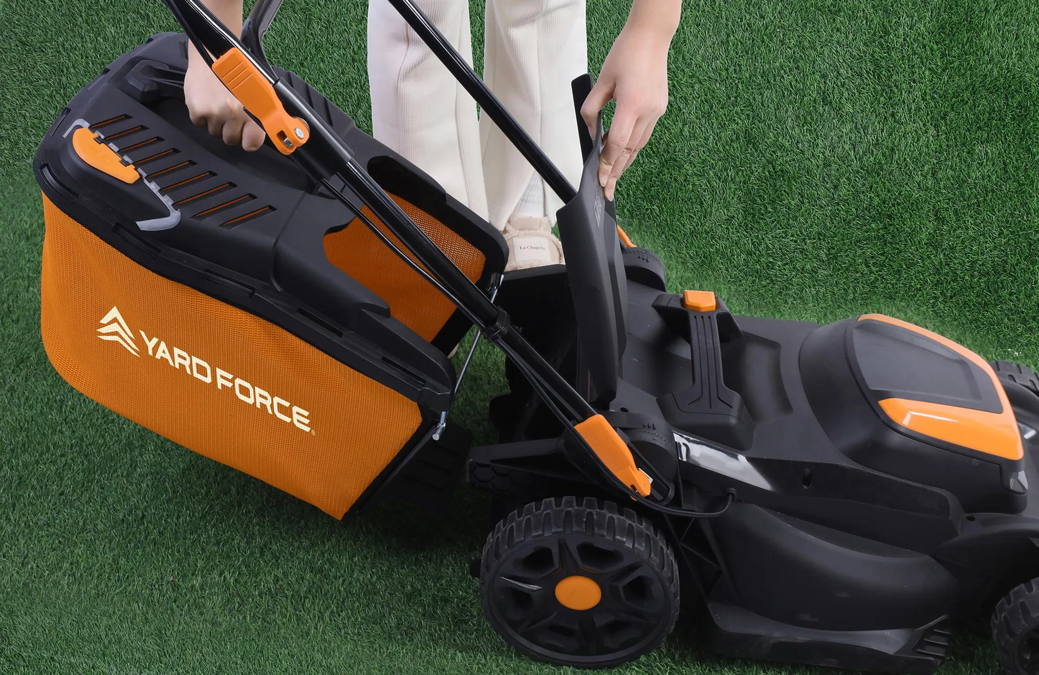 Yardforce Akku-Rasenmäher LM C40B mit siebenfacher Schnitthöhenverstellung orange-schwarz One Size – Bild 5