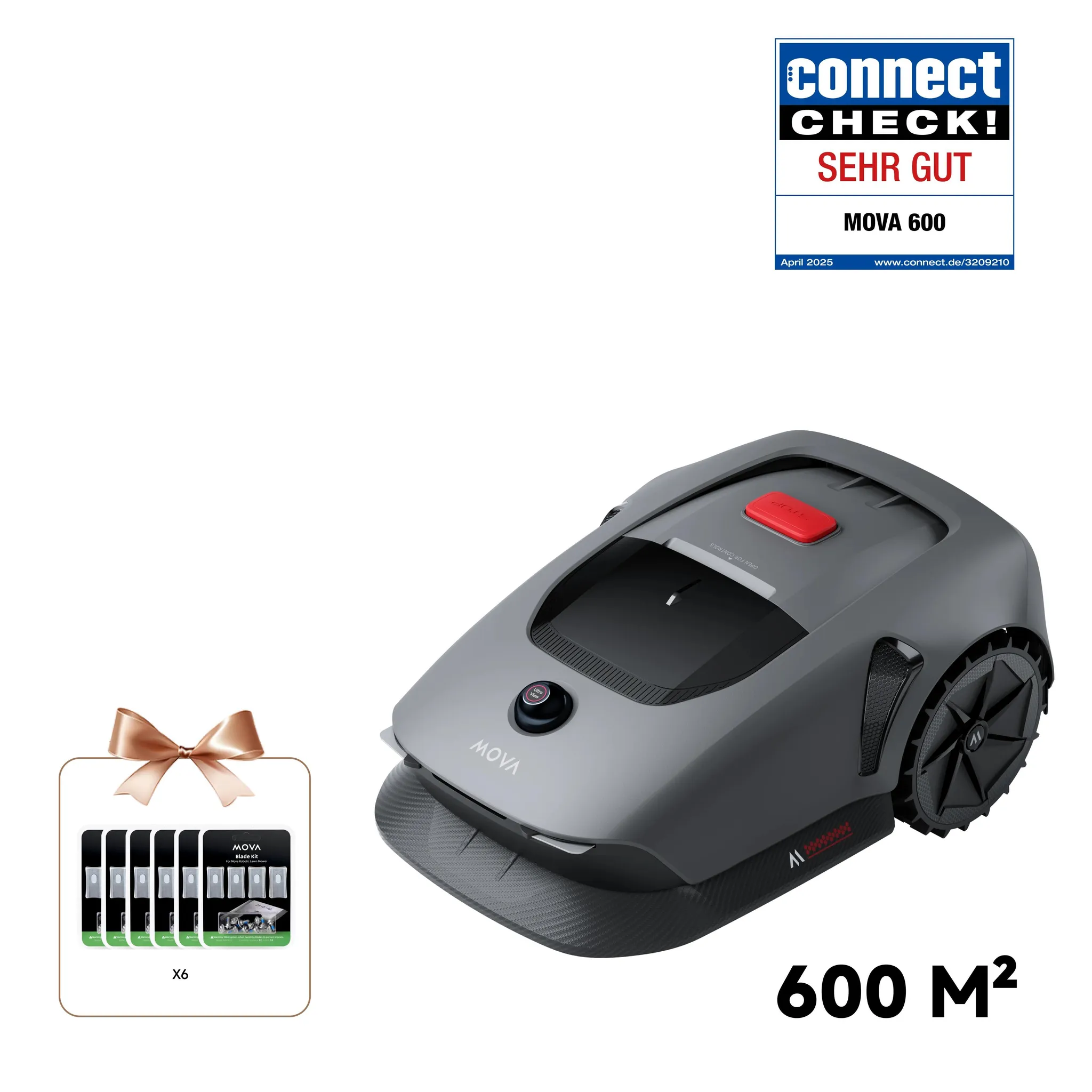 MOVA 600 Robot tondeuse Kit 81 lames, installation sans fil, cartographie 3D-LiDAR 600 m², évitement obstacles, contrôle via app