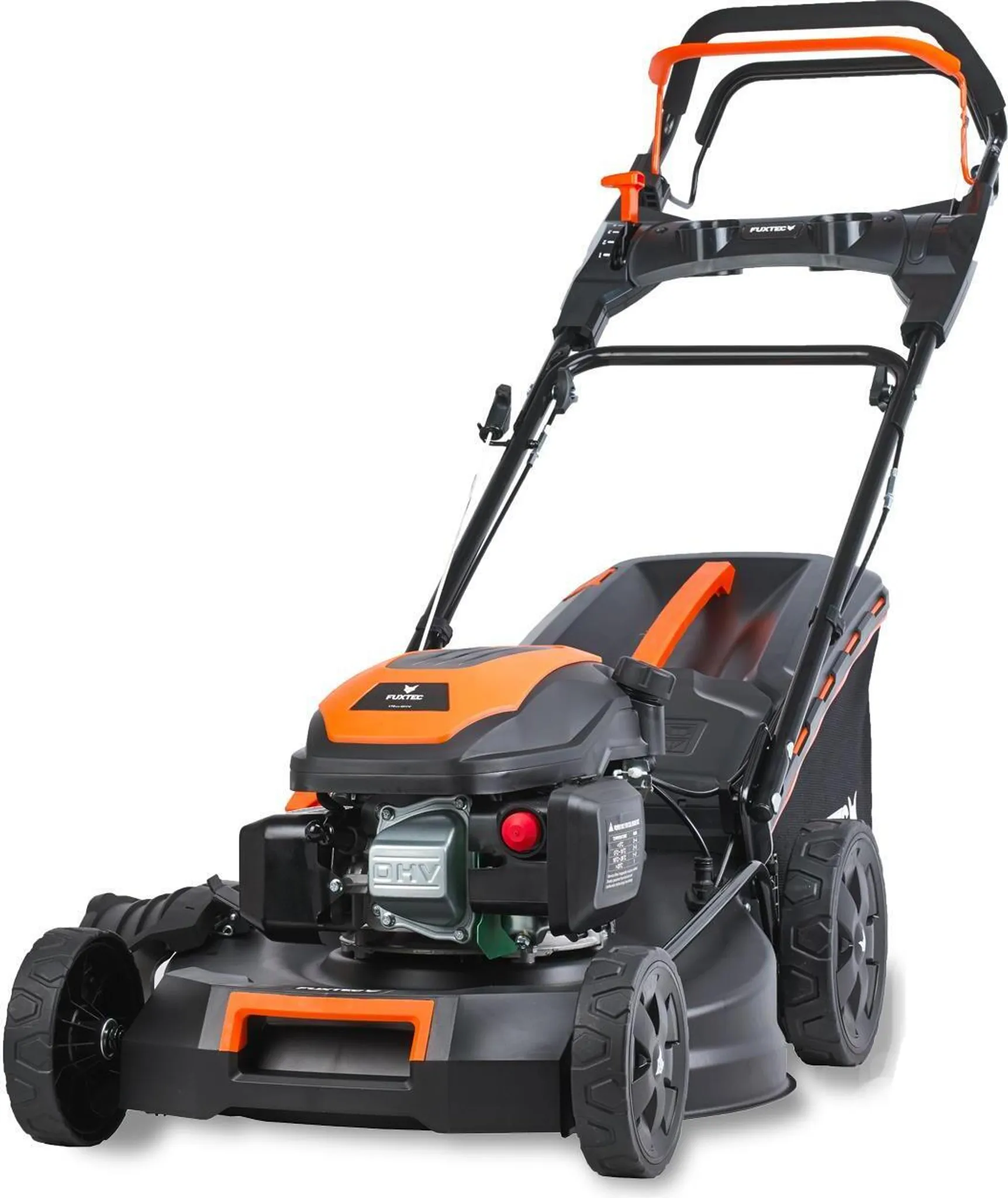FUXTEC 4in1 Benzin Rasenmäher FX-RM5170PRO - 170ccm | 51cm | 28Kg | 4PS| E-Start | Mulchfunktion | Seitenauswurf | 60L Fangkorb | bis 1000m²