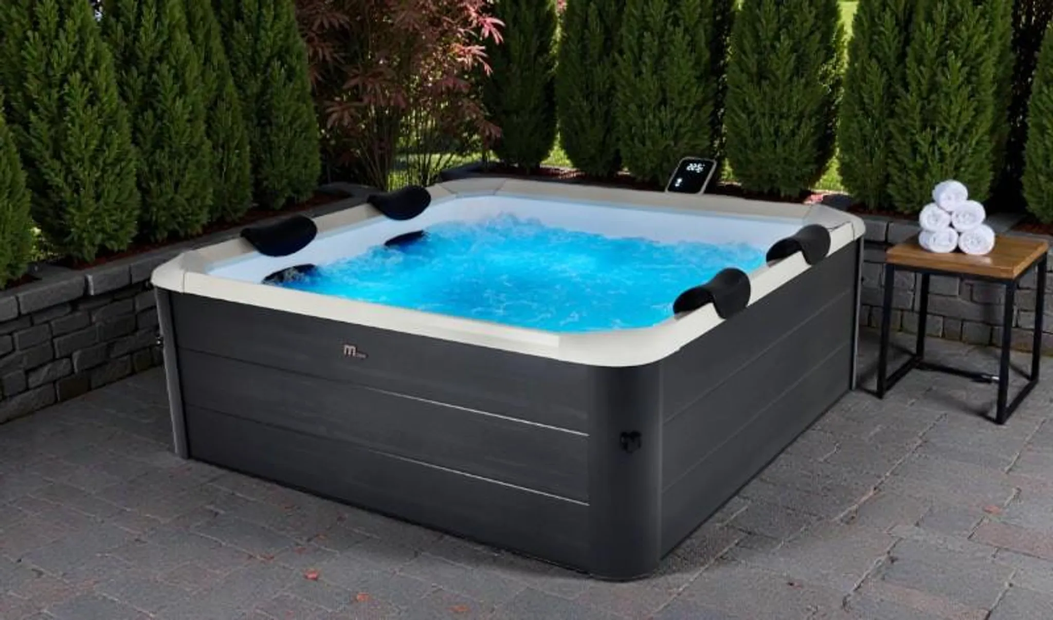 MSpa Whirlpool Frame Oslo AERO PLUS 2026 inkl. WiFi / UVC / LED / 8 Hydromassagedüsen / 140 Luftdüsen - 180 cm XXL - Outdoor Indoor Pool - Ganzjährig