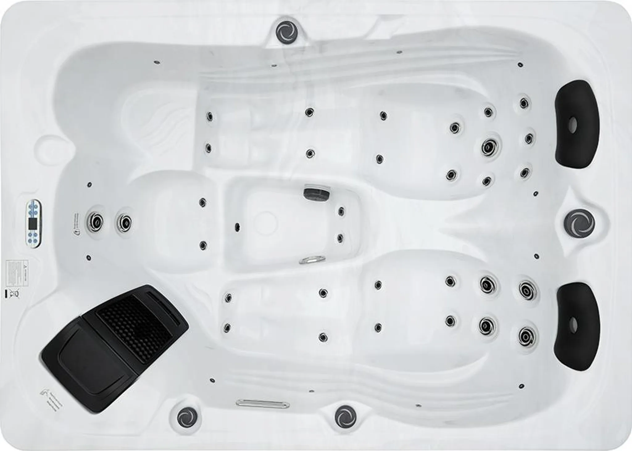 HOME DELUXE - Outdoor Whirlpool - SUNSET Plus Treppe und Thermoabdeckung - Maße: 220 x 156 x 82 cm - Inkl. 32 Massagedüsen und 13 Lichtquellen I Außen Whirlpool Spa – Bild 5