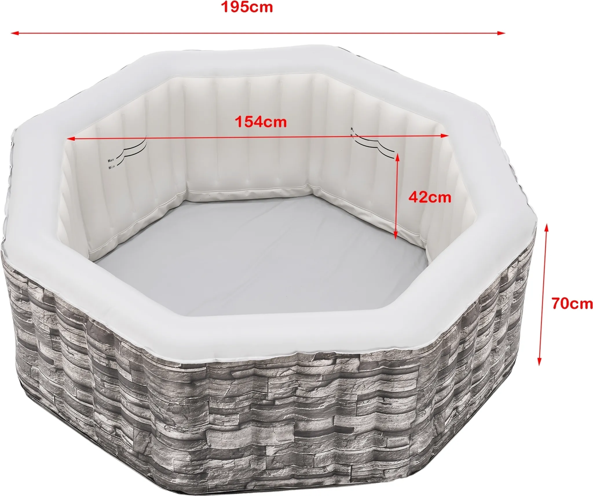 Outdoor Whirlpool aufblasbar ‘Carosino’ für 5 Personen beheizt 195 x 70 cm Steinoptik – Bild 3