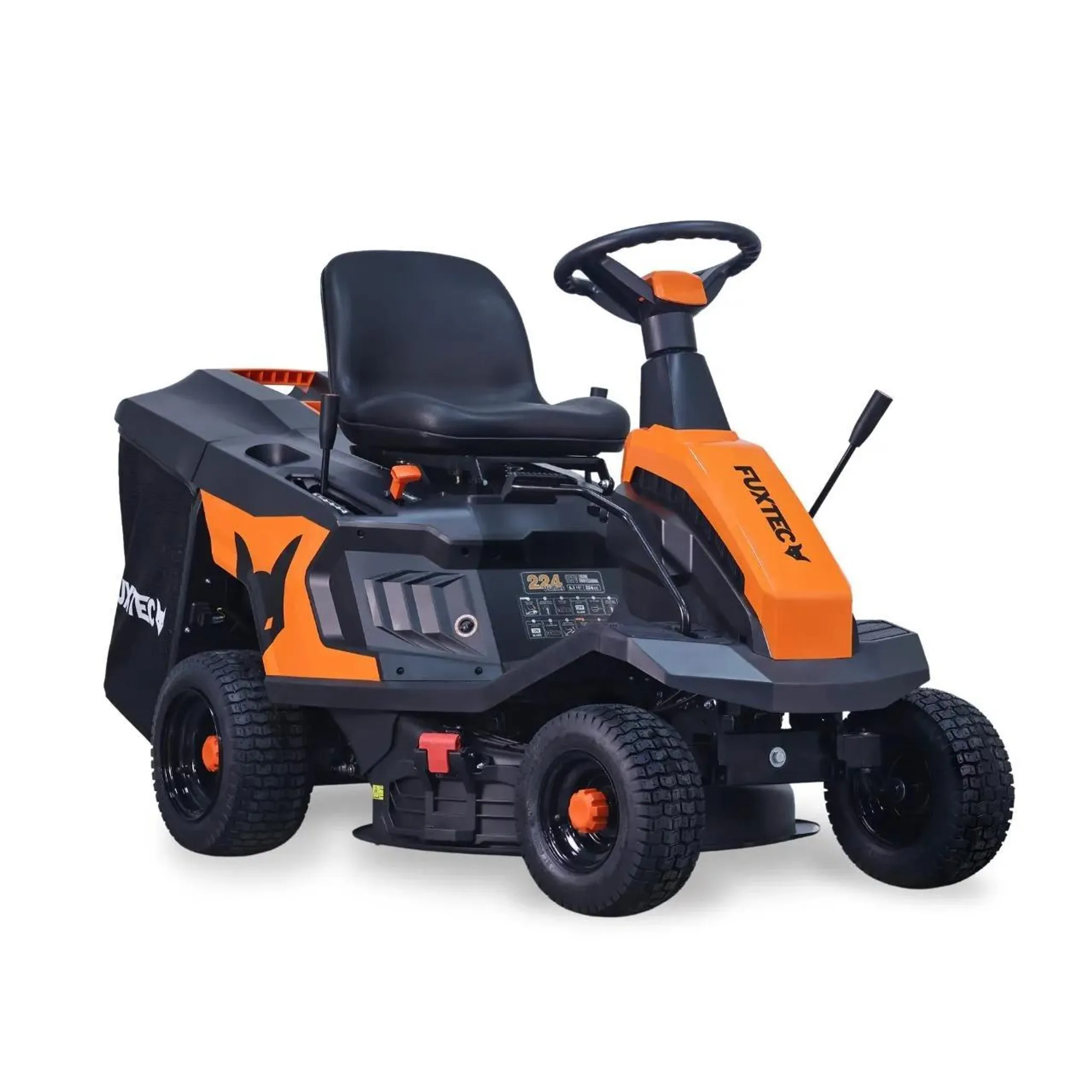 FUXTEC Aufsitzmäher FX-RMR66, Rasentraktor 6PS, Schnittbreite 66 cm, 150 L Fangsack, Schnitthöhe verstellbar, inkl. Trichter für Seitenauswurf