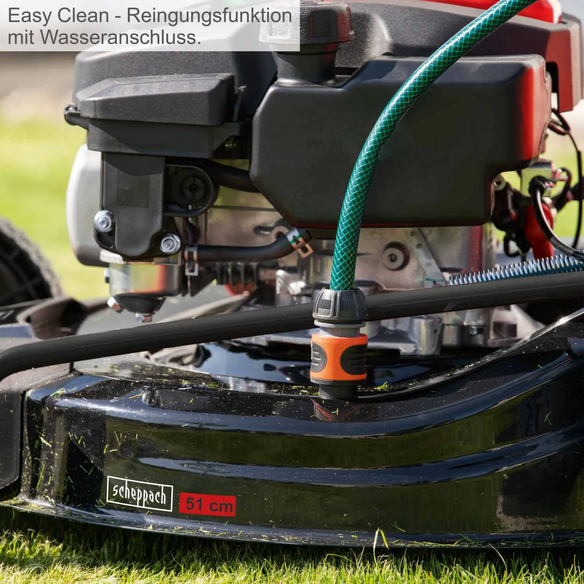 Scheppach Benzin Rasenmäher MS200-51E mit Radantrieb & E-Start | 51 cm Schnittbreite | 5,2 PS | 65 L Korb | 7 Stufen Höhenverstellung | inkl. Motoröl – Bild 10