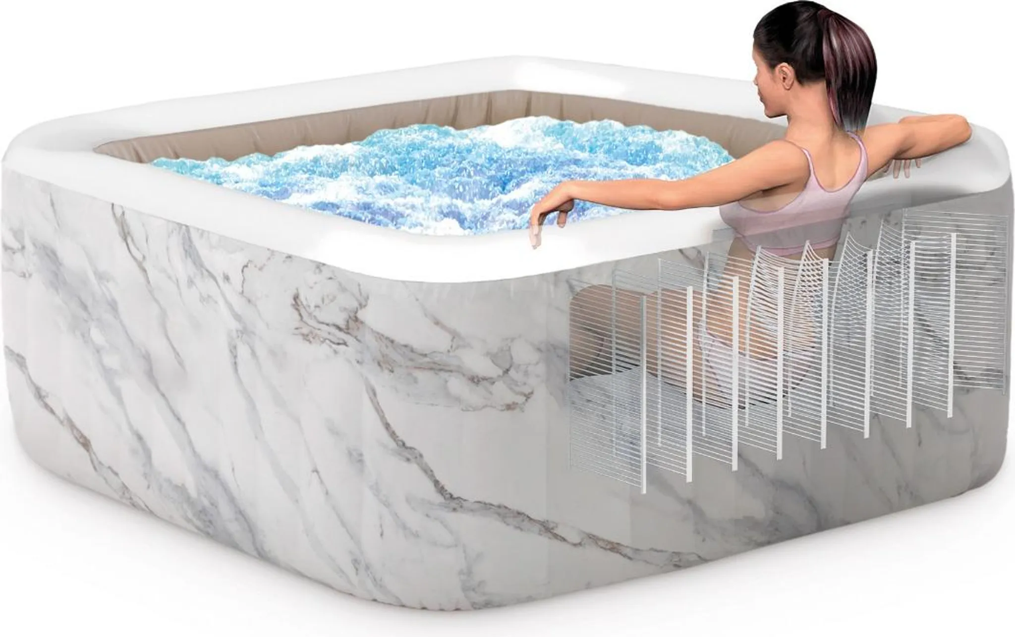 Quadratisches aufblasbares Bi-Zone Calacatta-Spa - 4-Sitzer – Bild 7