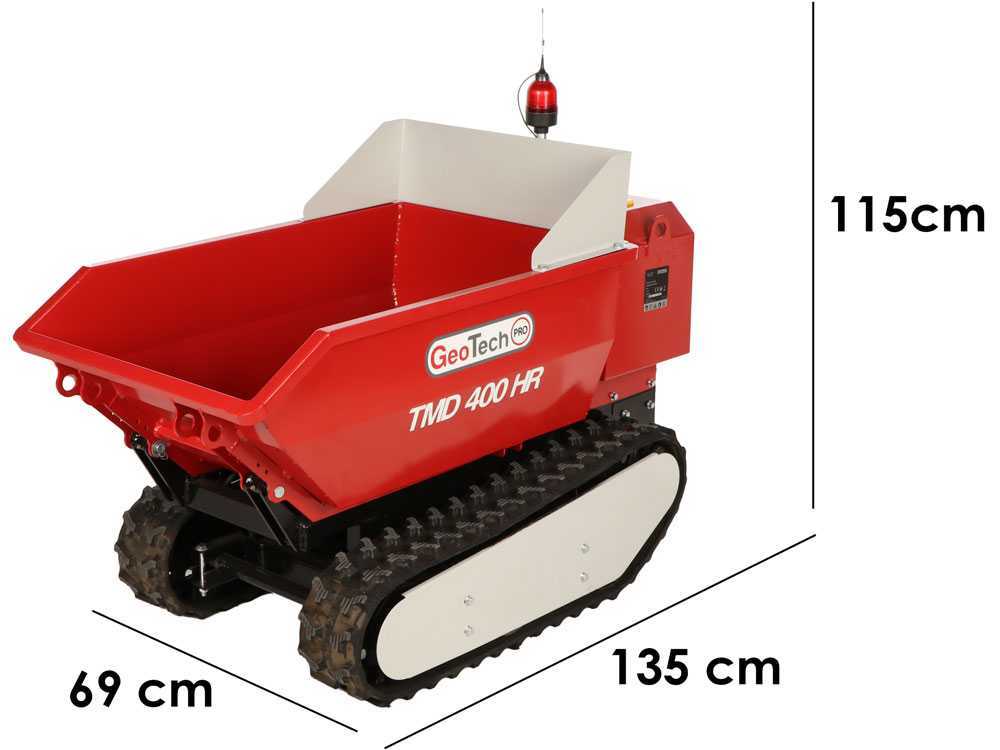 Akku Mini Raupendumper GeoTech-Pro TMD 400 HR mit Fernbedienung - mit hydraulischer Kippfunktion - 400 kg