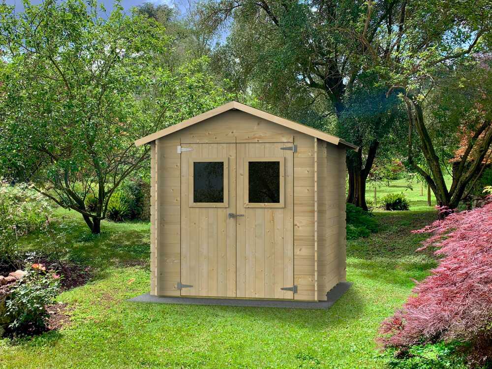 Alce Hobby 198x198 – Gerätehaus aus Holz – mit Fenstern und Doppeltür – 198x198x215 cm