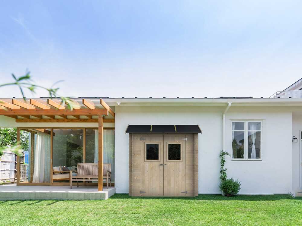 Alce Hobby 198x98 – Gerätehaus aus Holz – Mit Frontfenstern – 198x98x197 cm