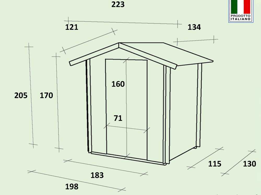 Alce Livia 198x130 grau – Gartenschuppen aus Holz – Mit Frontfenster – 198x130x205 cm