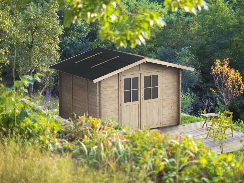 Alce Opera 215x180 – Gerätehaus aus Holz – Mit Fenstern und Doppelflügeltür – 215x180x207 cm