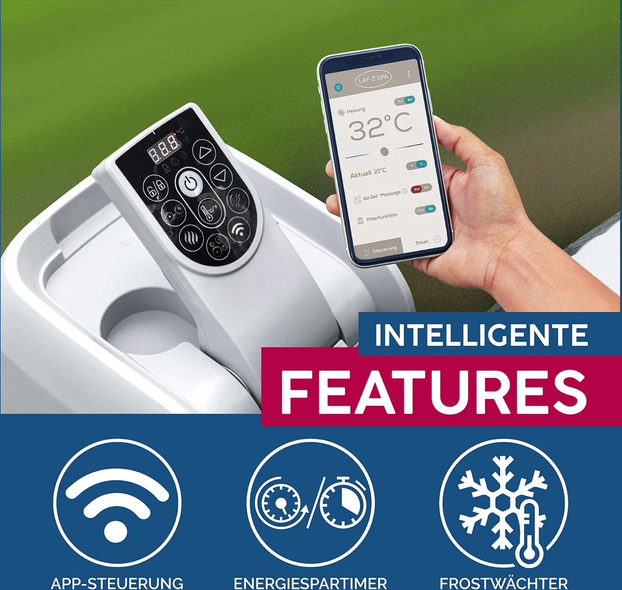 Bestway® LAY-Z-SPA® WLAN-Whirlpool Madrid AirJet™ Ø 180 x 66 cm, rund – Bild 5