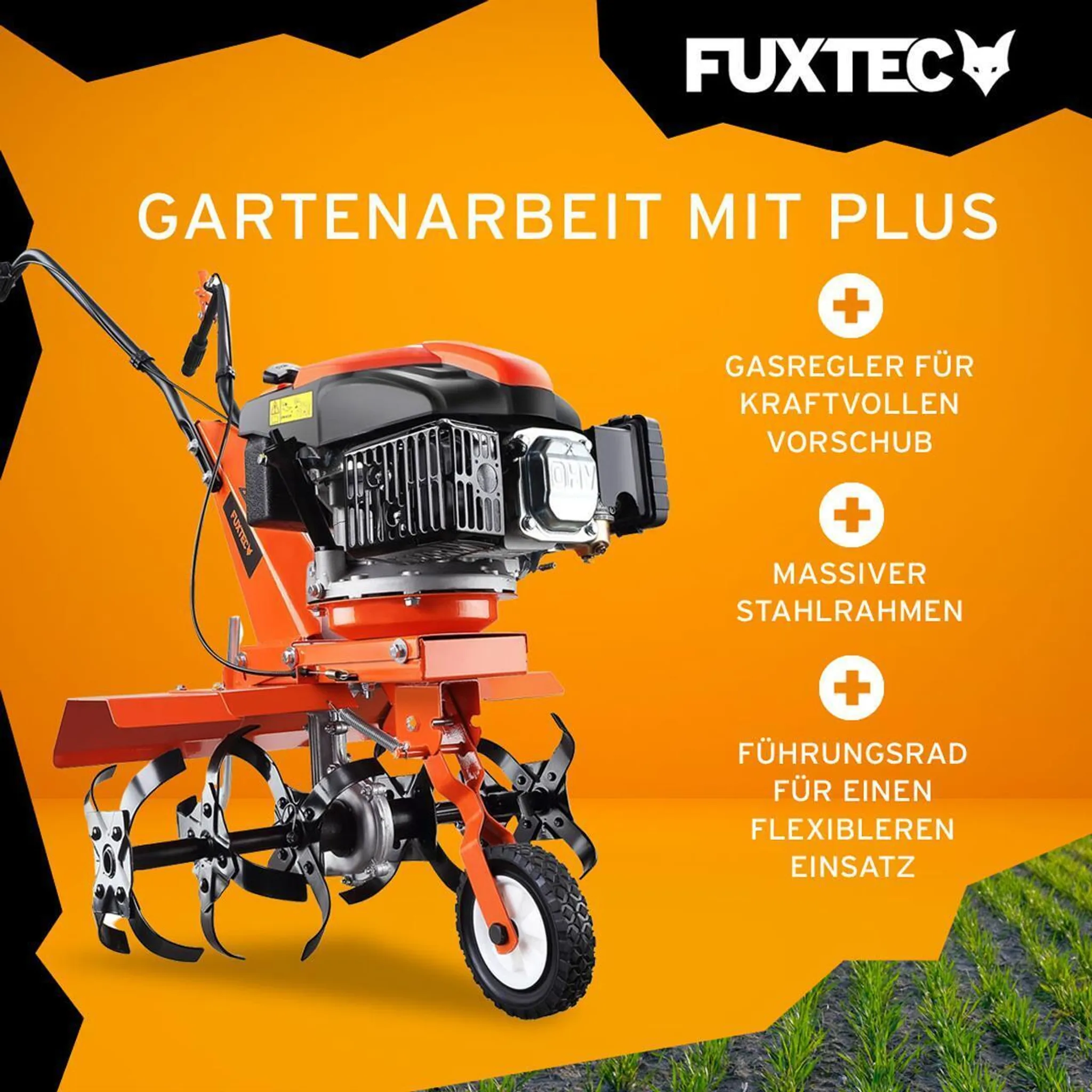 FUXTEC Ackerfräse FX-AF1139-SET - 36-66cm Breite | 4-Takt | 139ccm | 33,6kg | 1,2L | 2,2kw | Easy-Starter – Bild 4