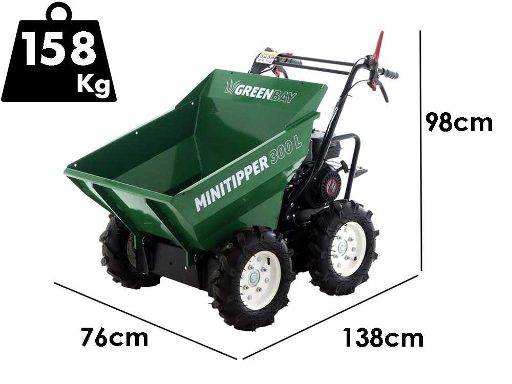 Benzin-Motorschubkarre 4x4  GreenBay  MiniTipper 300 L - Loncin G200F Motor