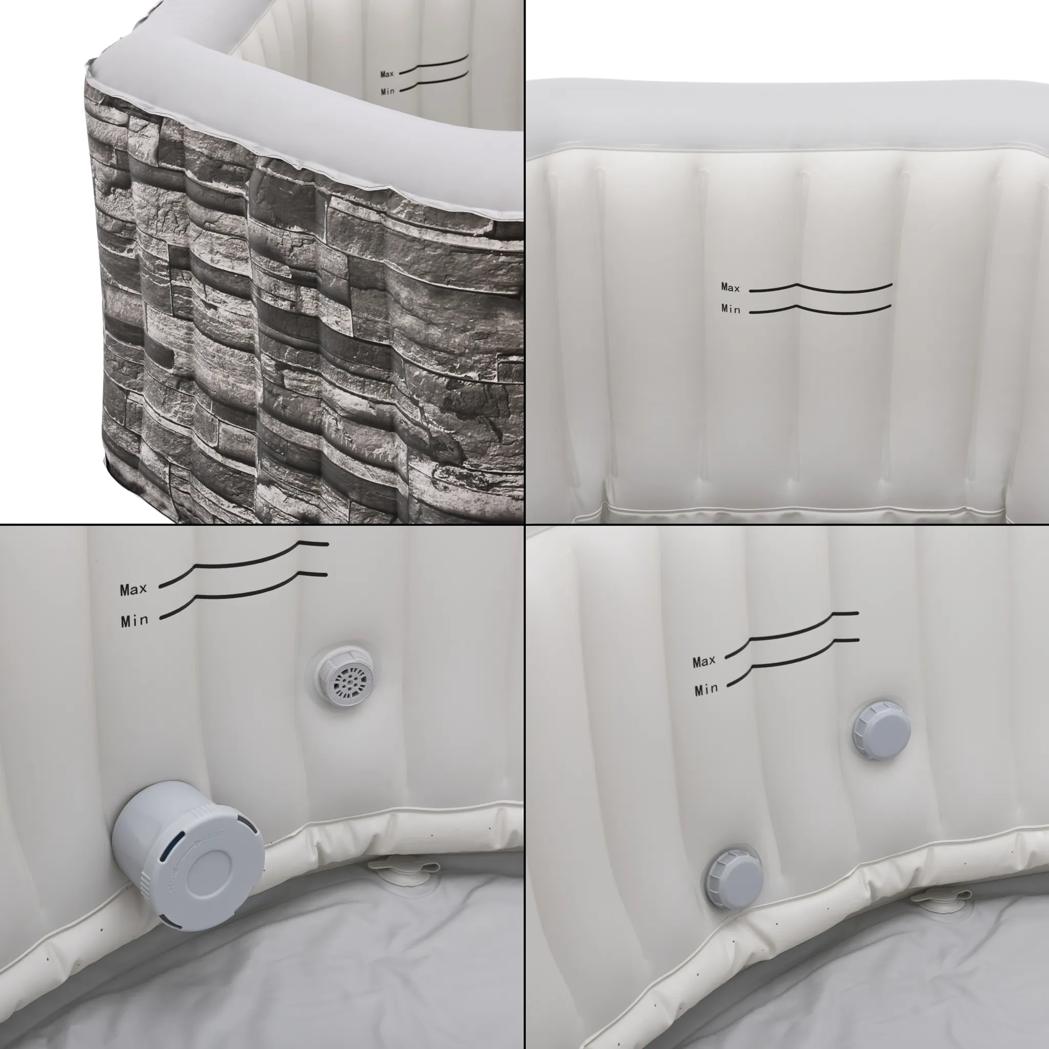 Outdoor Whirlpool aufblasbar ‘Carosino’ für 5 Personen beheizt 195 x 70 cm Steinoptik – Bild 7