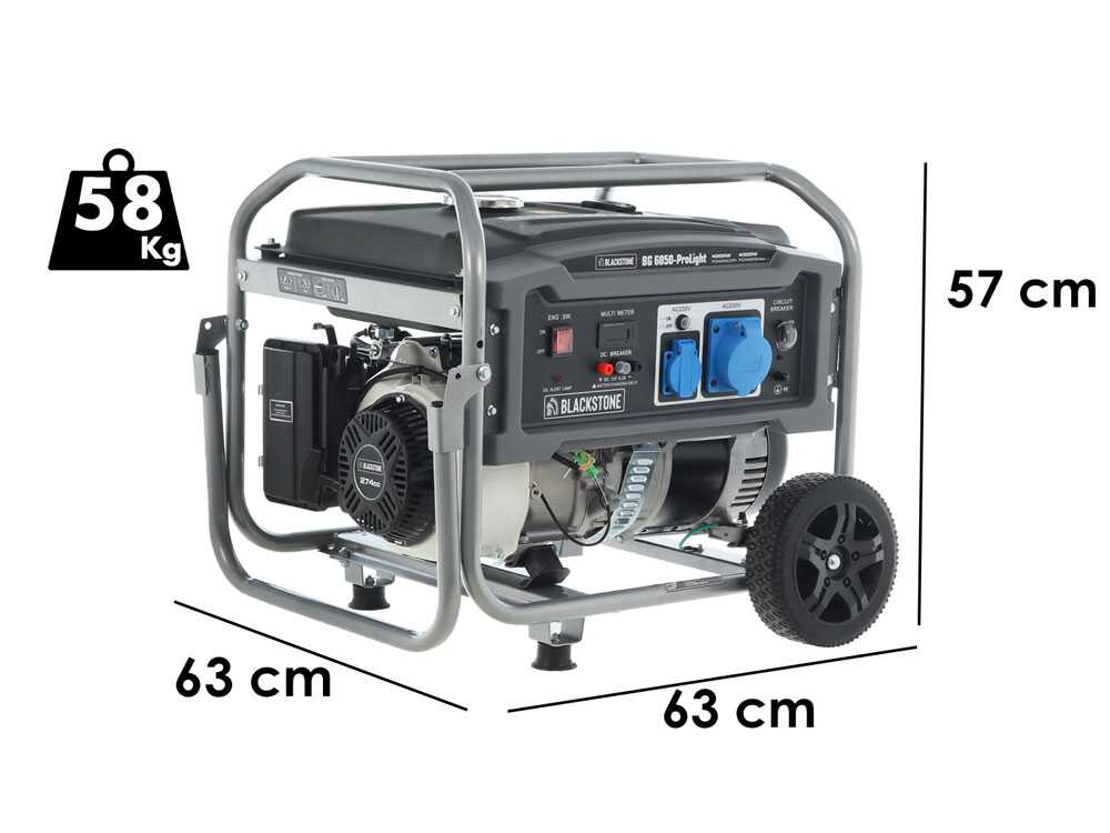 Blackstone BG 6050 - Benzin-Stromerzeuger mit Rädern und AVR-Regelung 4.3 kW - Dauerleistung 4 kW - 230V