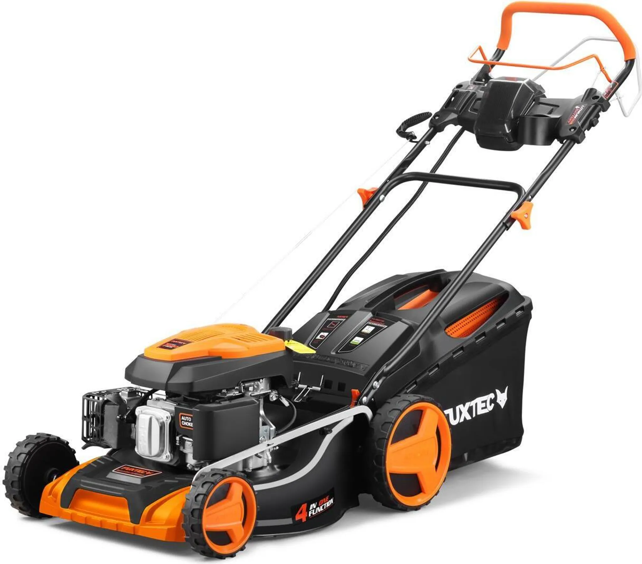 FUXTEC Benzin Rasenmäher RM5196eS - 196ccm | 51cm | E-Start| 6PS | Heckauswurf | 60L | E-Start | 40Kg | Mulchfunktion | 4-takt | 800ml