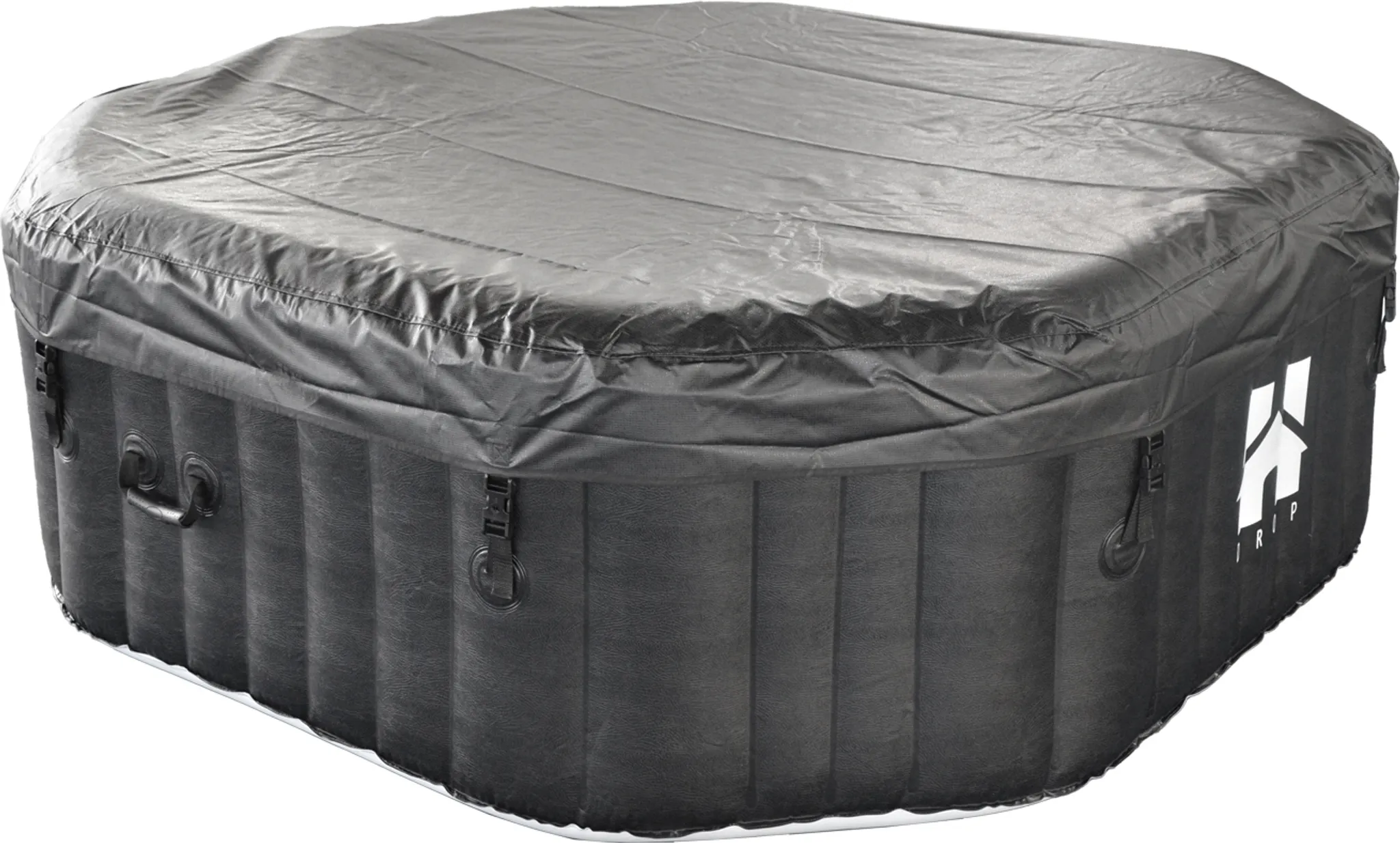 HOME DELUXE - Outdoor Whirlpool - Drop + Kissen, Getränkehalter und Sonnendach - Farbe: Schwarz, ⌀ 185 cm, 130 Luftdüsen - inkl. Abdeckung, Reparaturset, Filterset I Außen Whirlpool Spa für 6 Personen – Bild 6