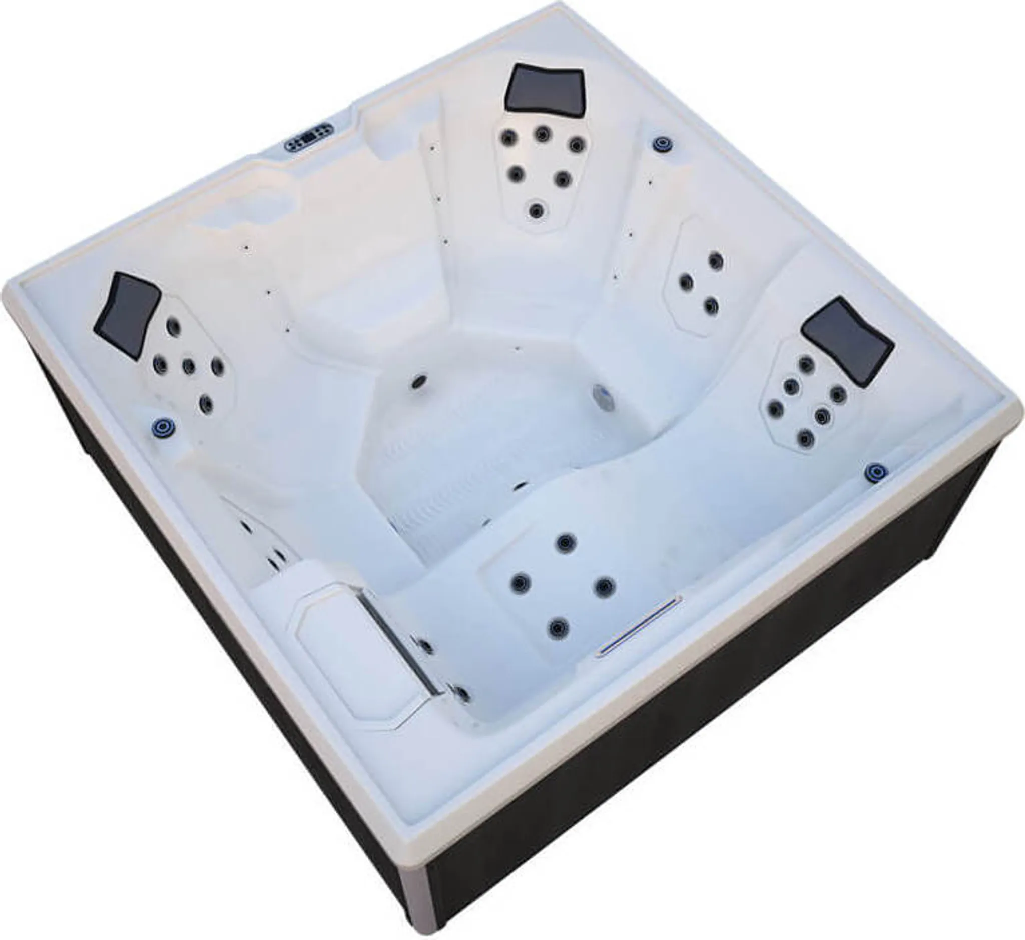 HOME DELUXE - Outdoor Whirlpool - STREAM BIG PURE - Maße: 208 x 208 x 88 cm - Inkl. Heizung, 34 Massagedüsen und 4 äußeren Lichtquellen I Außen Whirlpool Spa für 5 Personen