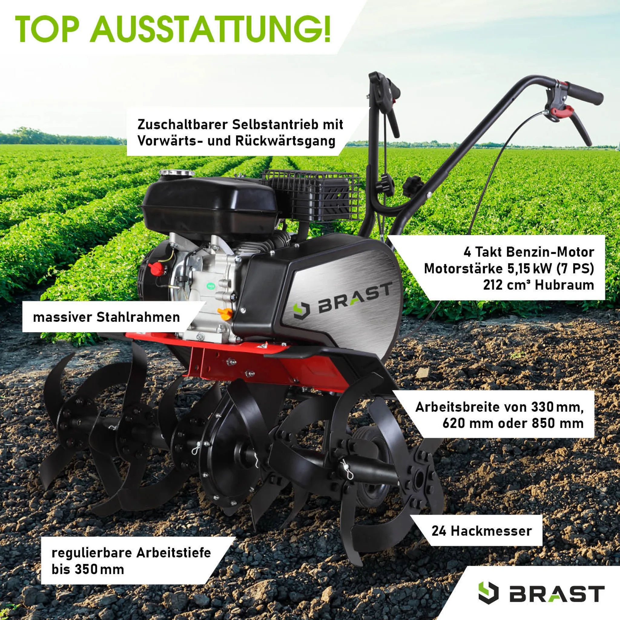BRAST Benzin Gartenfräse 6000 – Bild 3