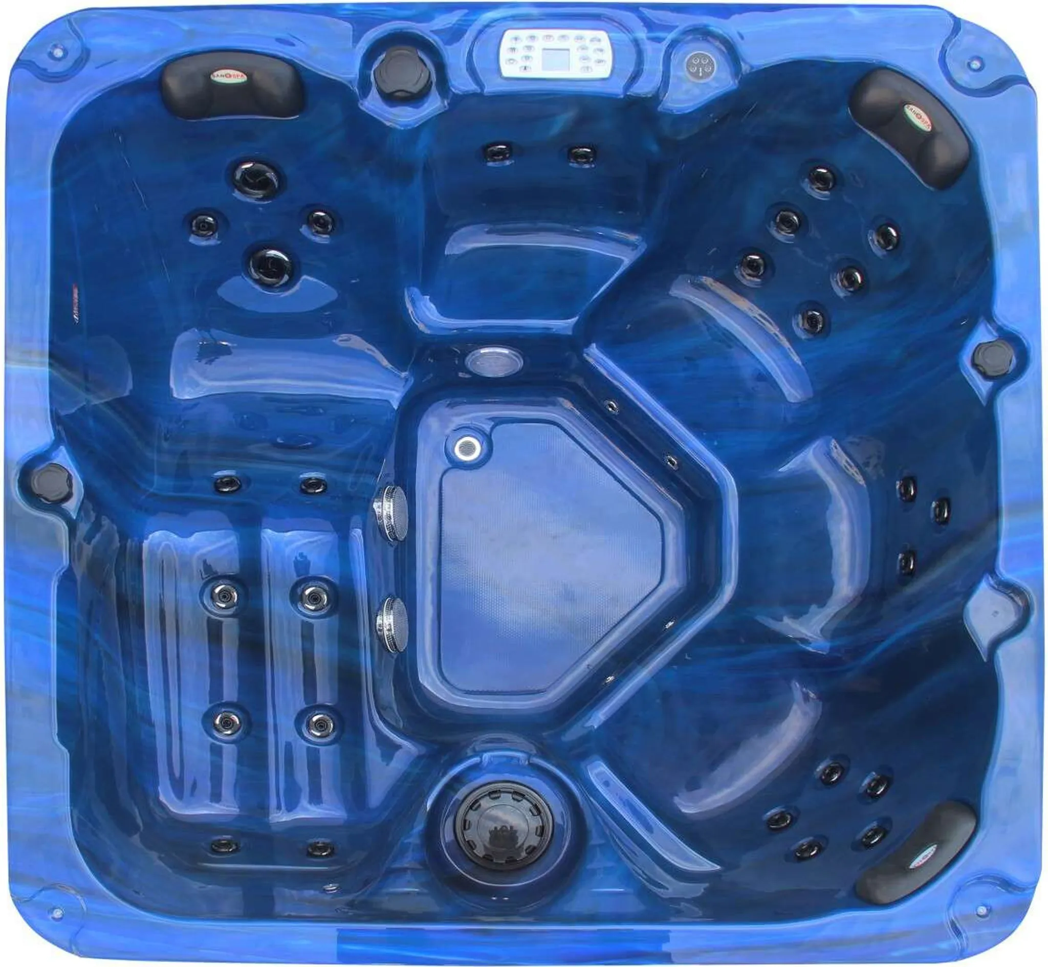 Outdoorwhirlpool Palma Blau inkl. Abdeckung und Stiege - 190 x 190 x 86cm