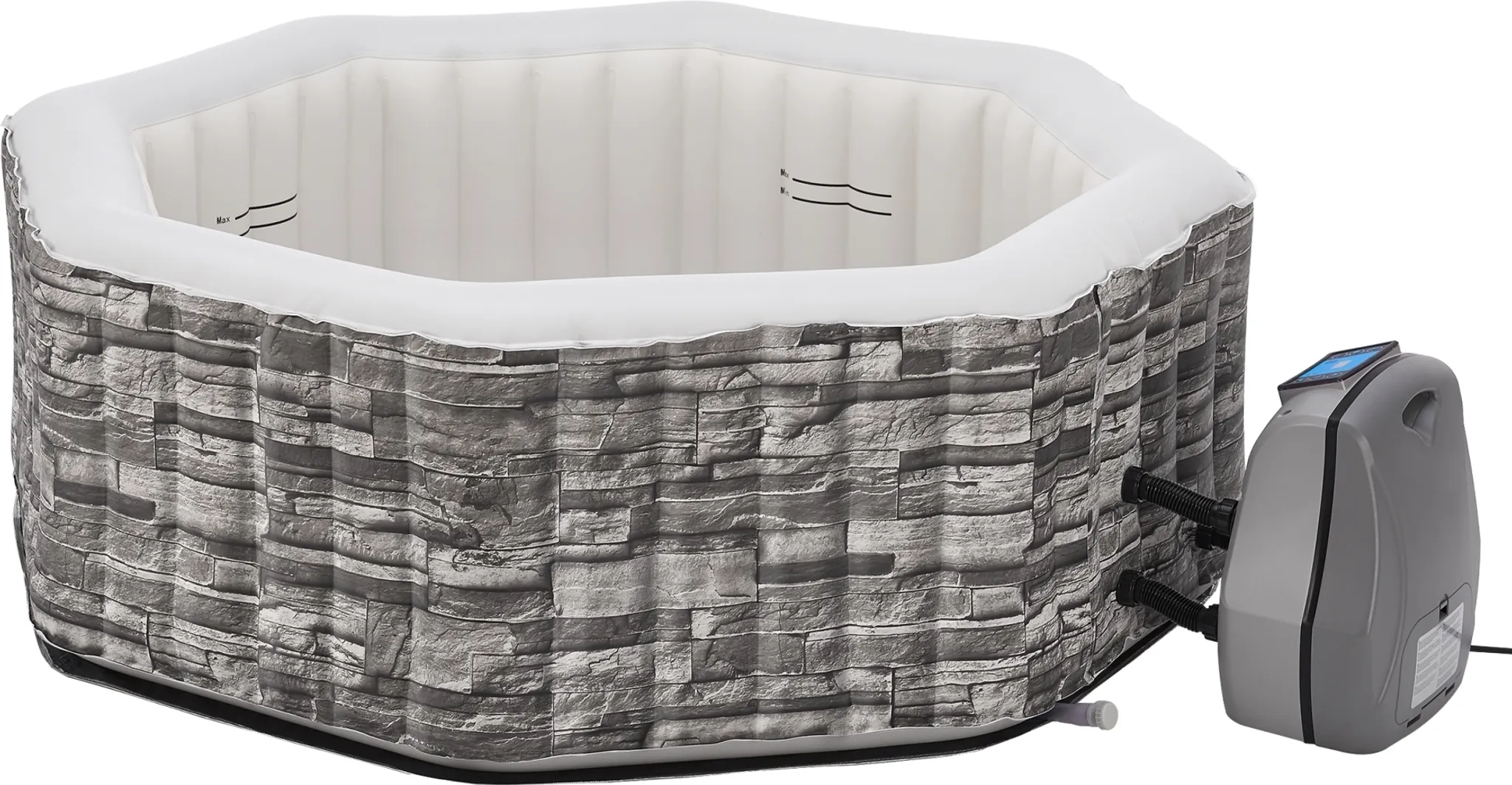 Outdoor Whirlpool aufblasbar ‘Carosino’ für 5 Personen beheizt 195 x 70 cm Steinoptik – Bild 4